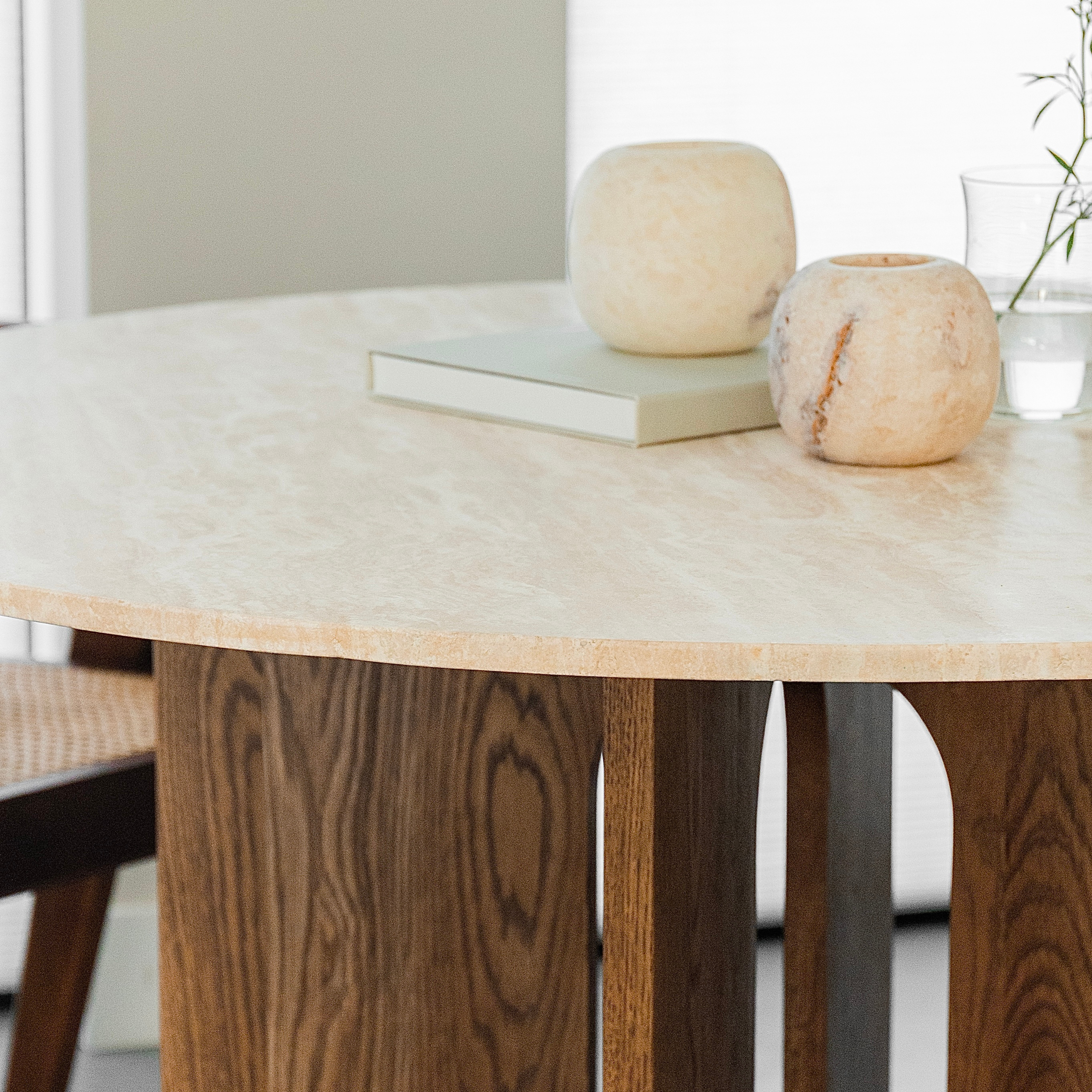 Ronde eettafel Maru 120cm - Marmer & bruin eiken