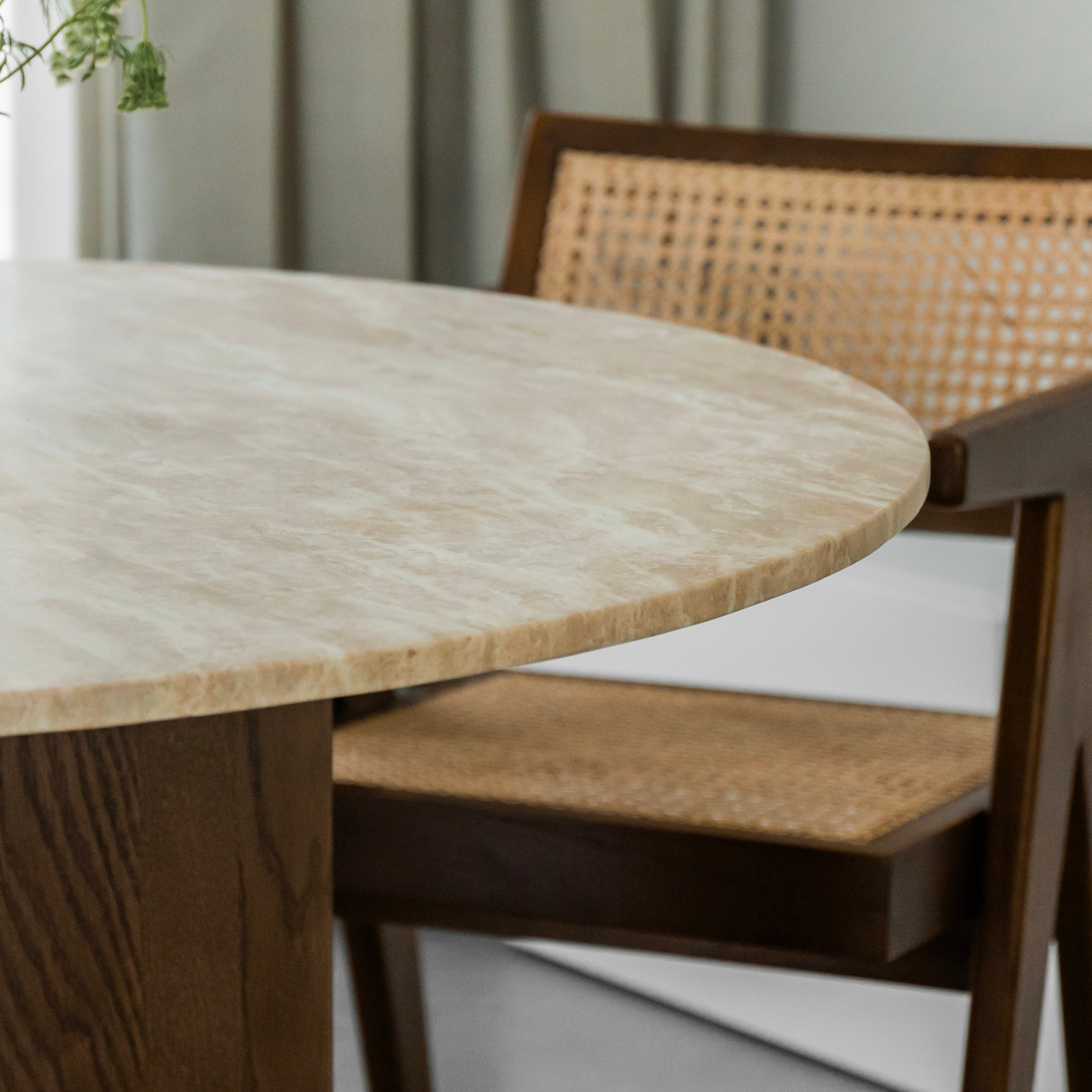 Ronde eettafel Maru 120cm - Marmer & bruin eiken