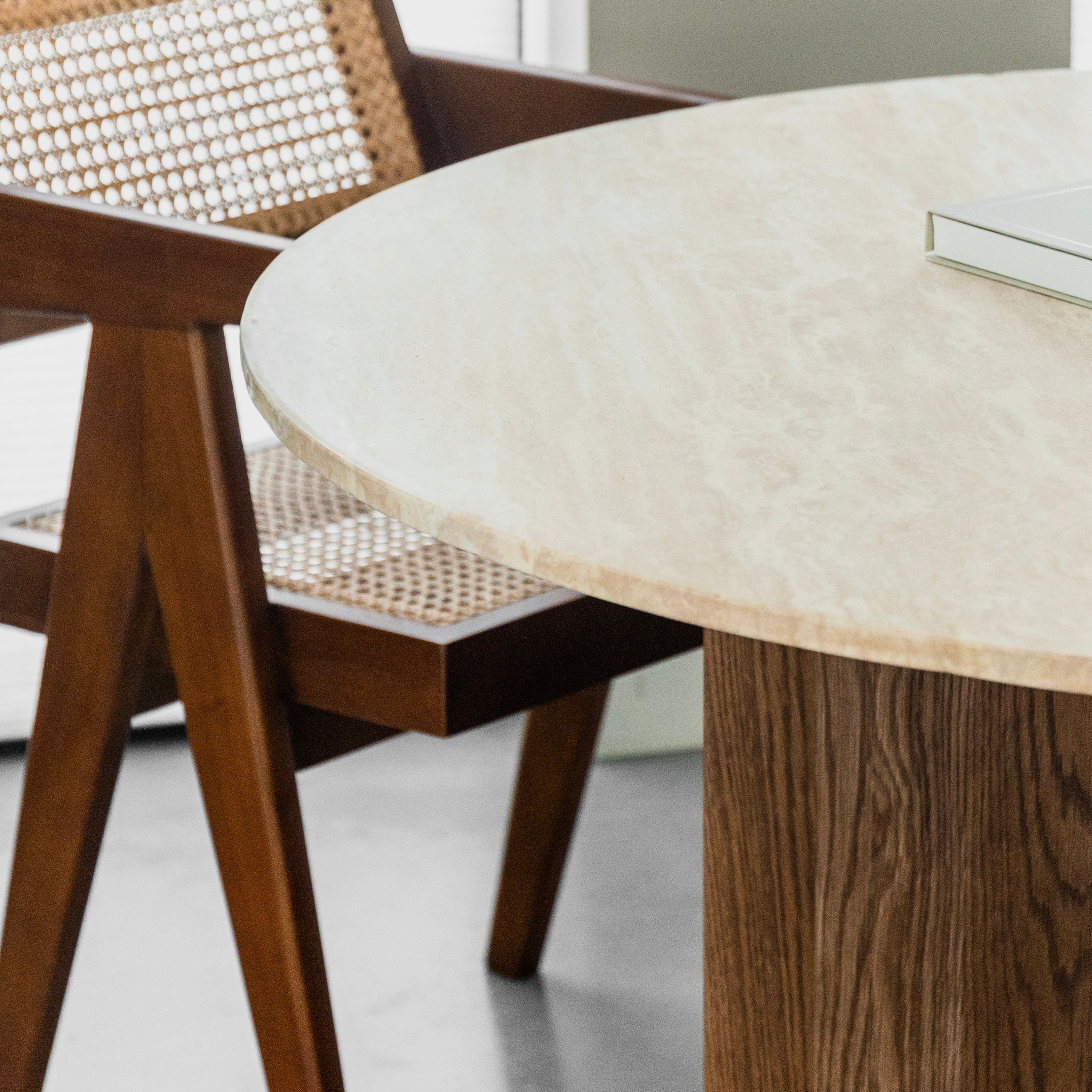 Ronde eettafel Maru 120cm - Marmer & bruin eiken