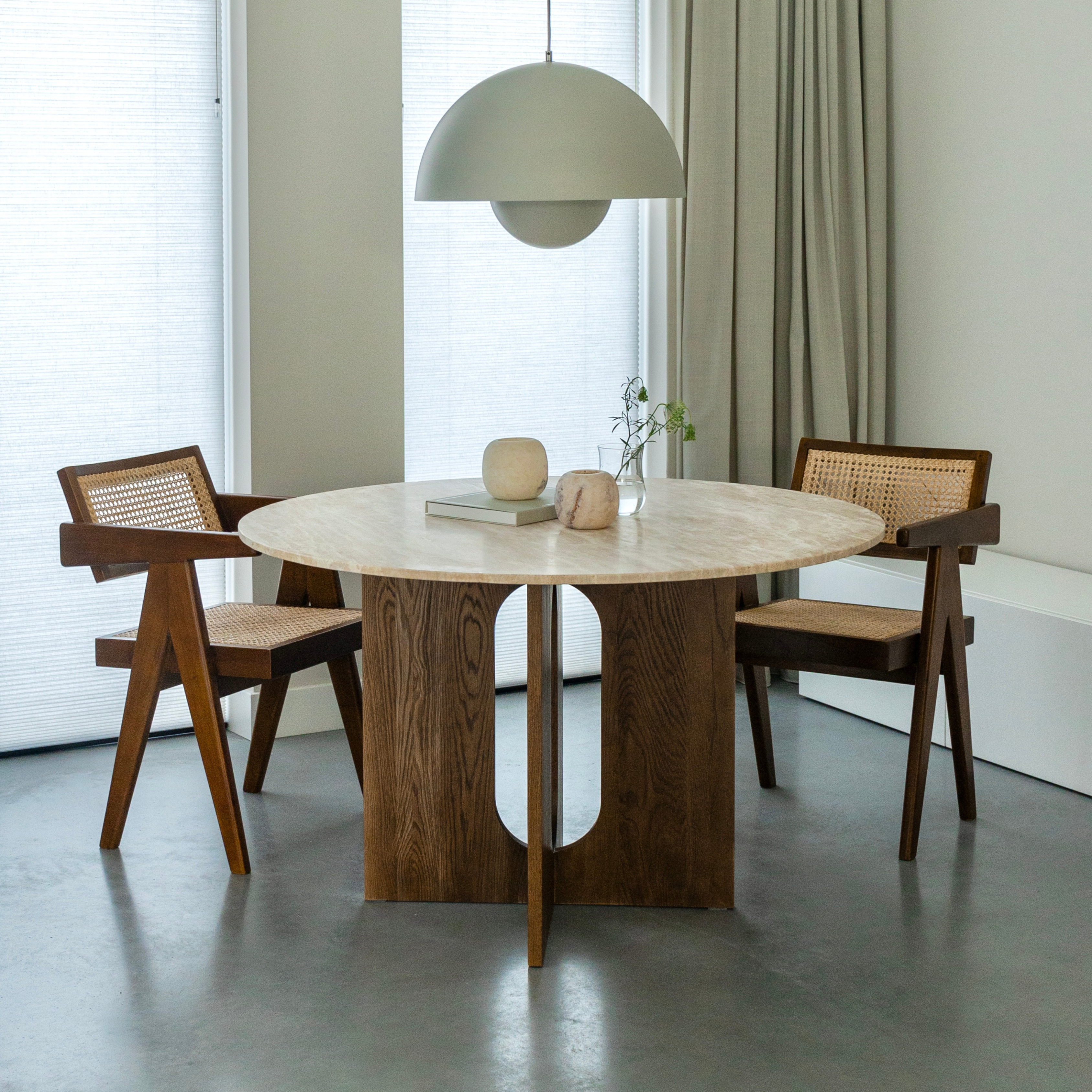 Ronde eettafel Maru 120cm - Marmer & bruin eiken