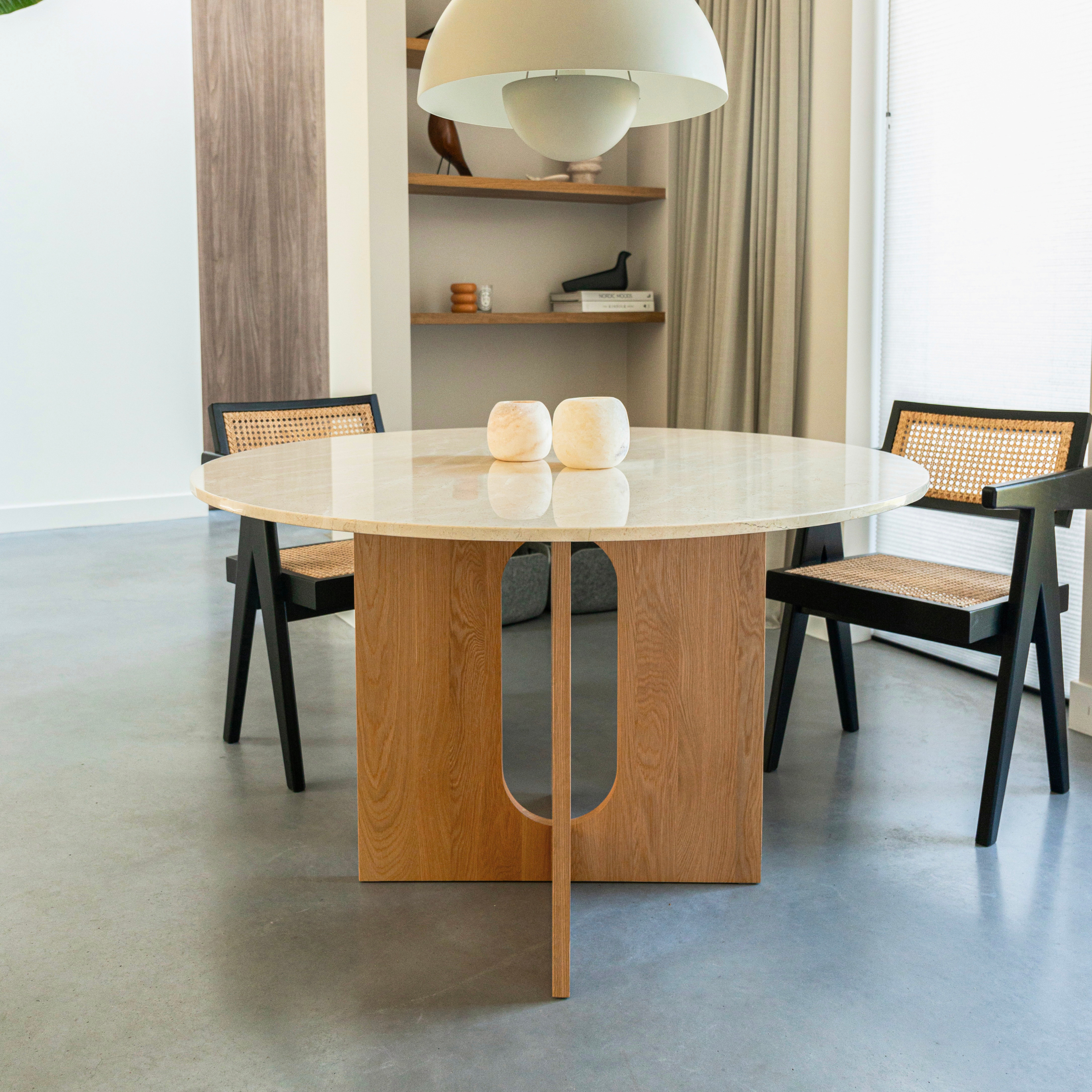 Ronde eettafel Maru 120cm - Marmer & licht eiken