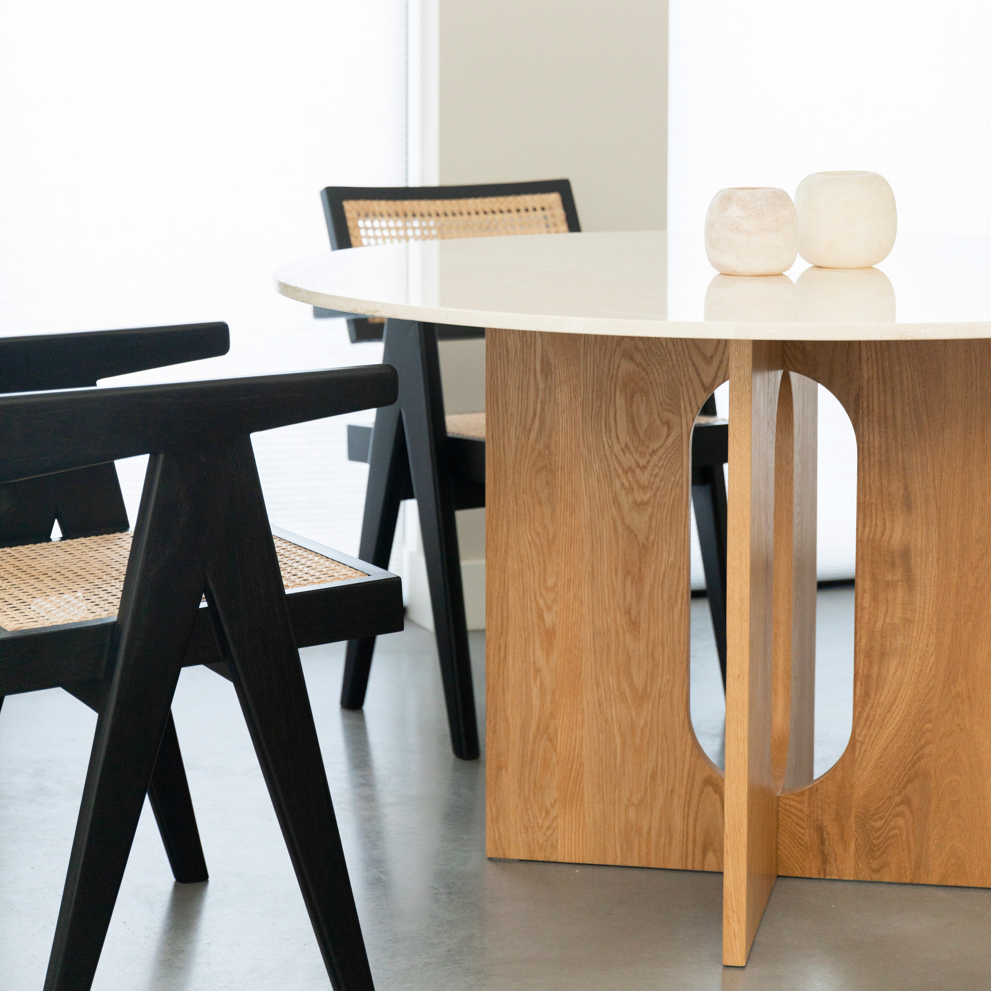 Ronde eettafel Maru 120cm - Marmer & licht eiken