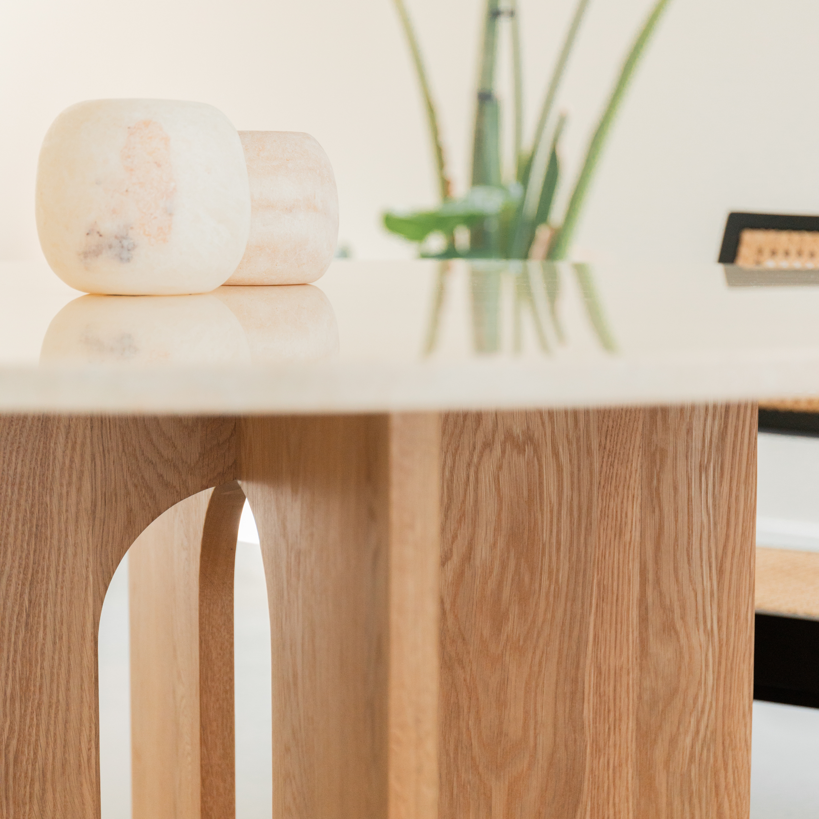 Ronde eettafel Maru 120cm - Marmer & licht eiken