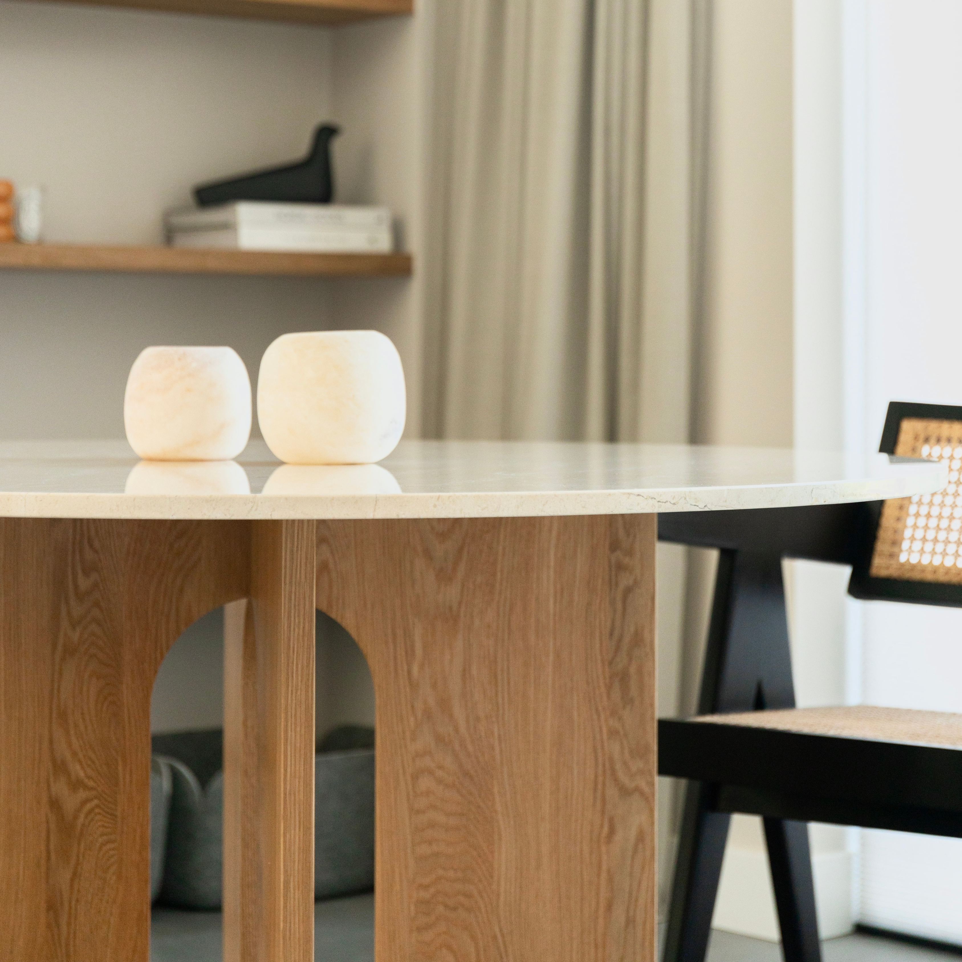 Ronde eettafel Maru 120cm - Marmer & licht eiken