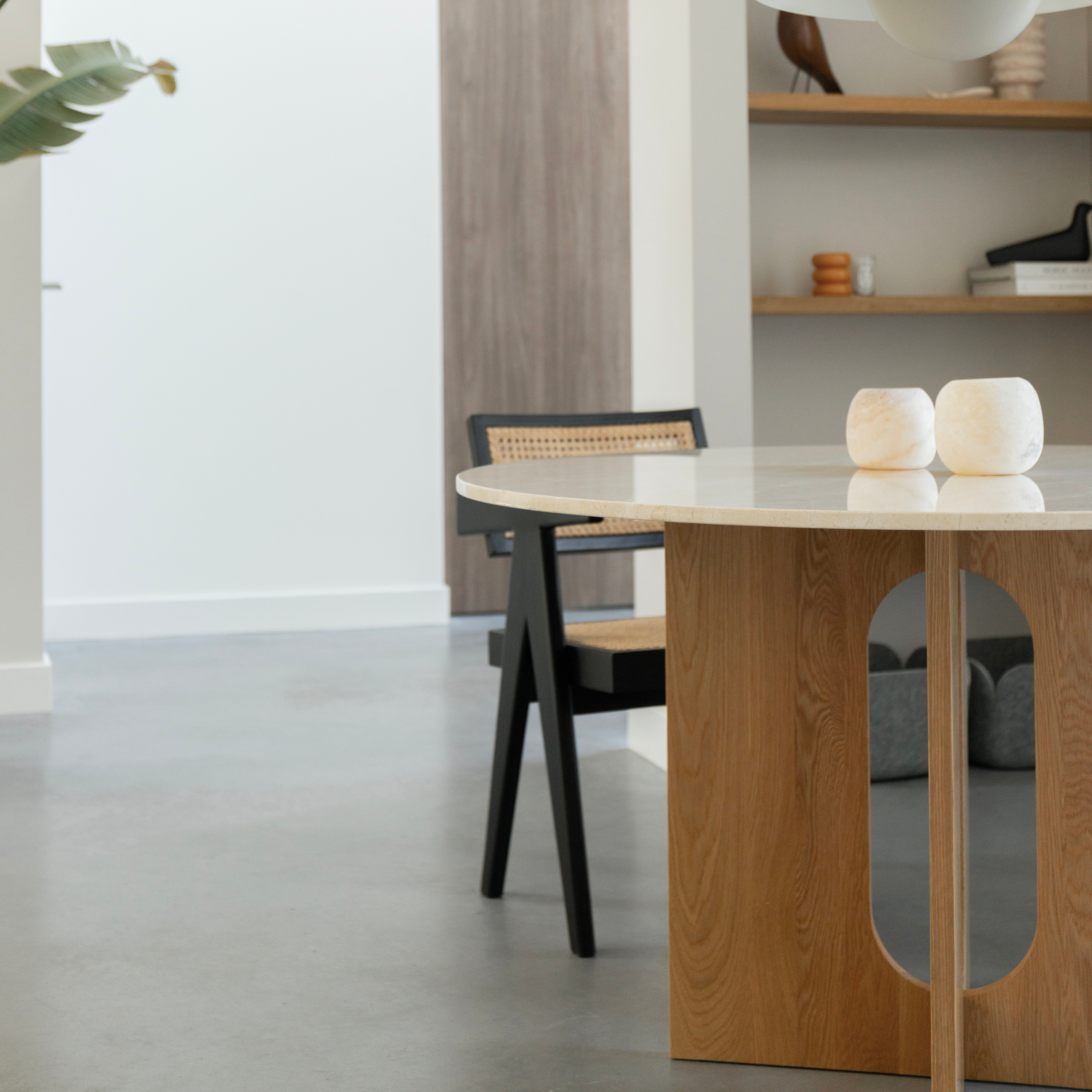 Ronde eettafel Maru 120cm - Marmer & licht eiken