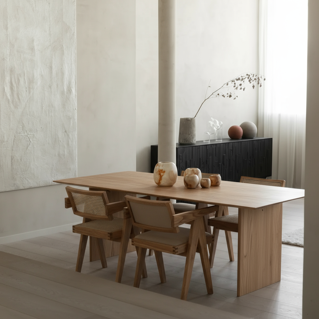 Houten rechthoekige eettafel - Mazu - Licht eiken