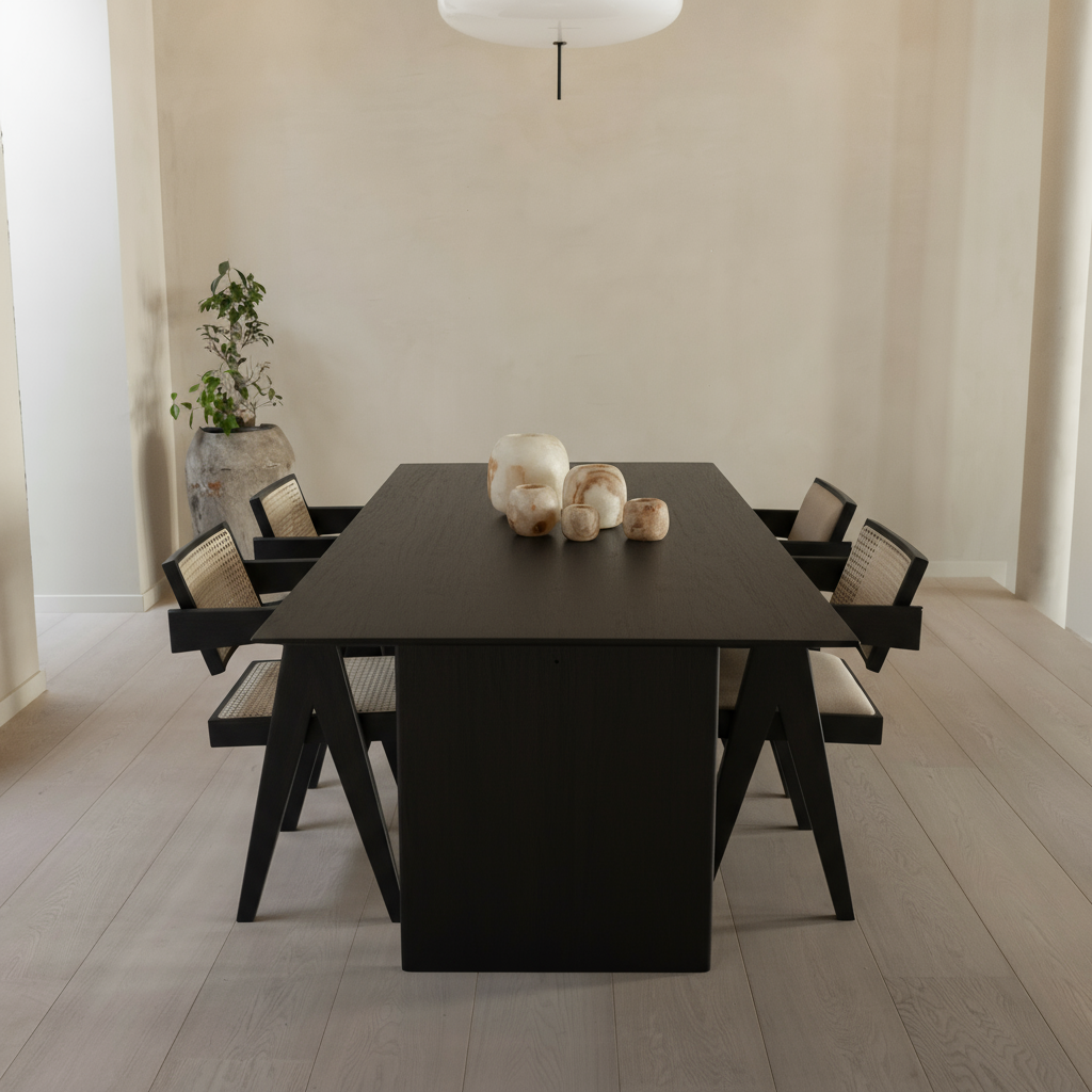 Houten rechthoekige eettafel - Mazu - Zwart eiken