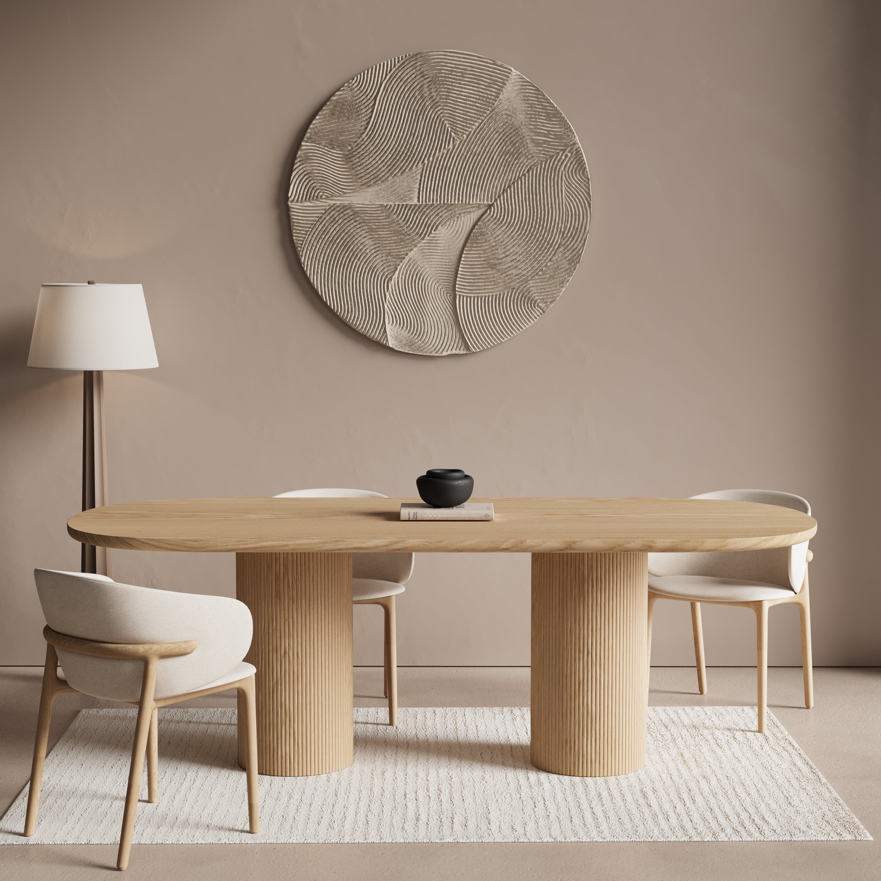 Houten half ovale eettafel - Moka