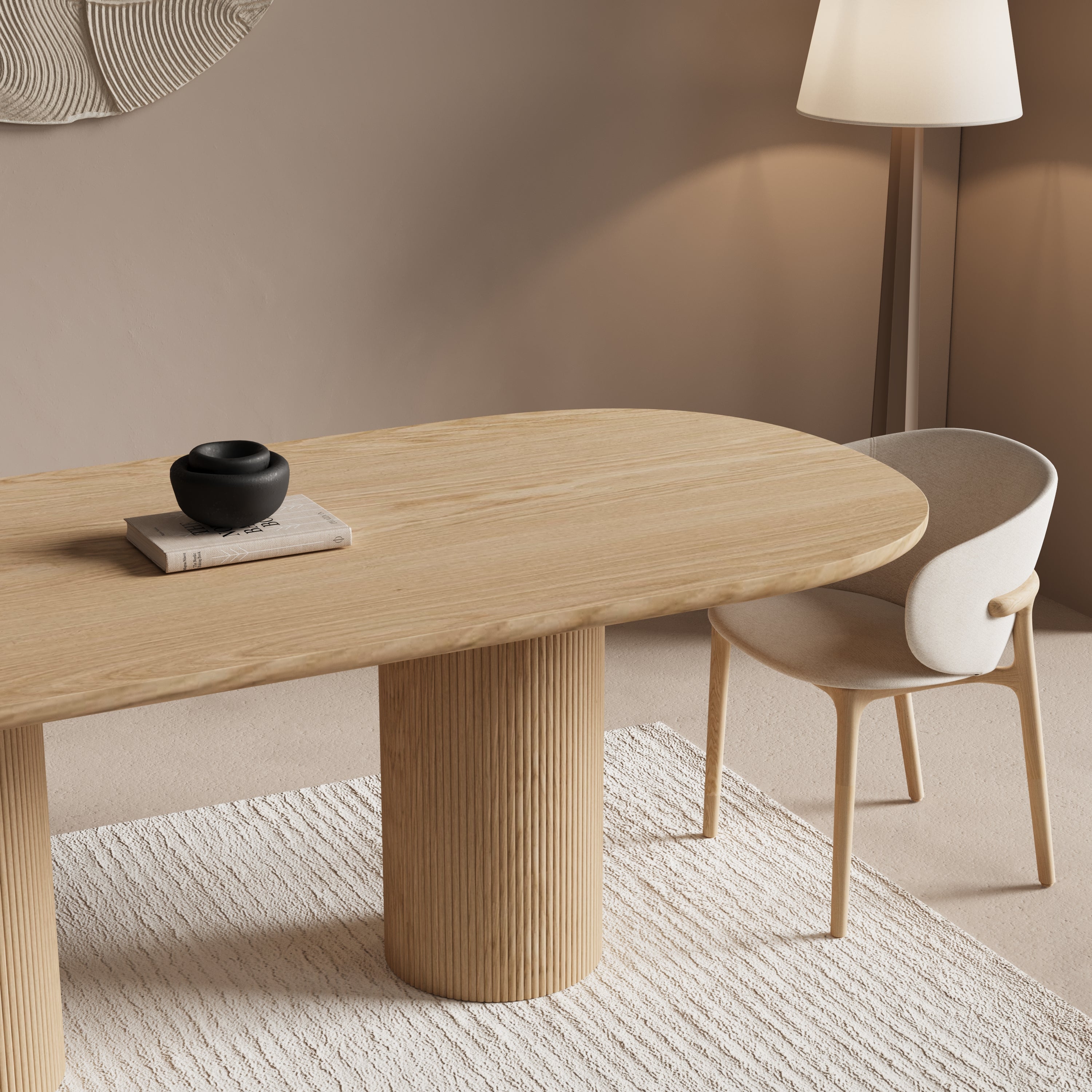 Houten half ovale eettafel - Moka