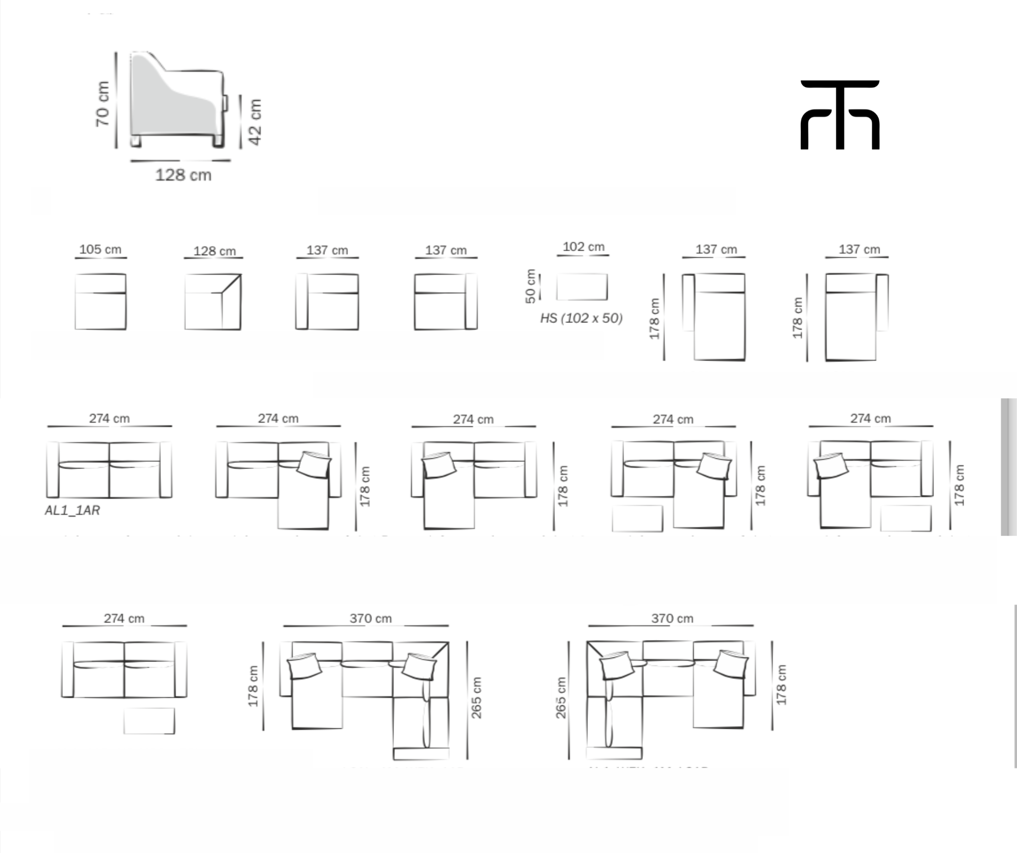 Modulaire Loungebank Malin - 3 zits met chaisse longue links