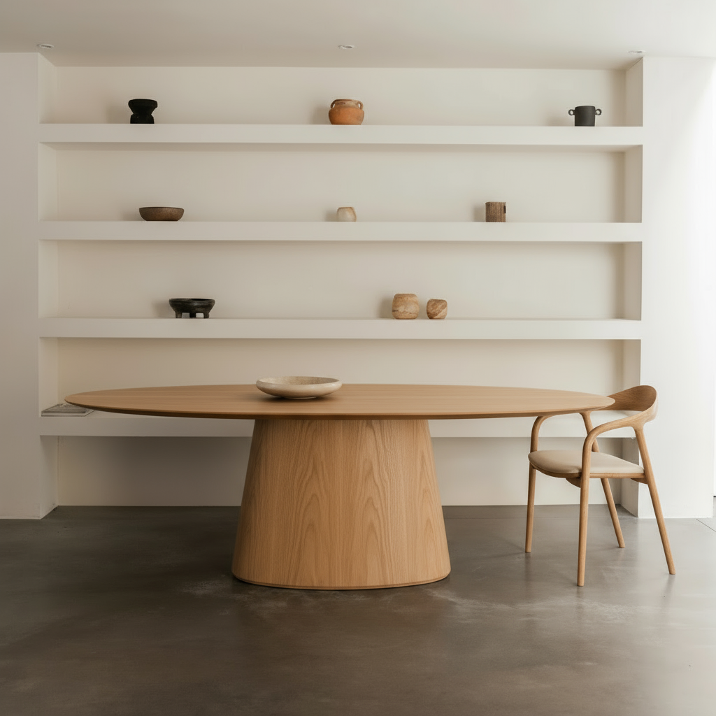 Houten ovale eettafel - Oqone - Licht eiken