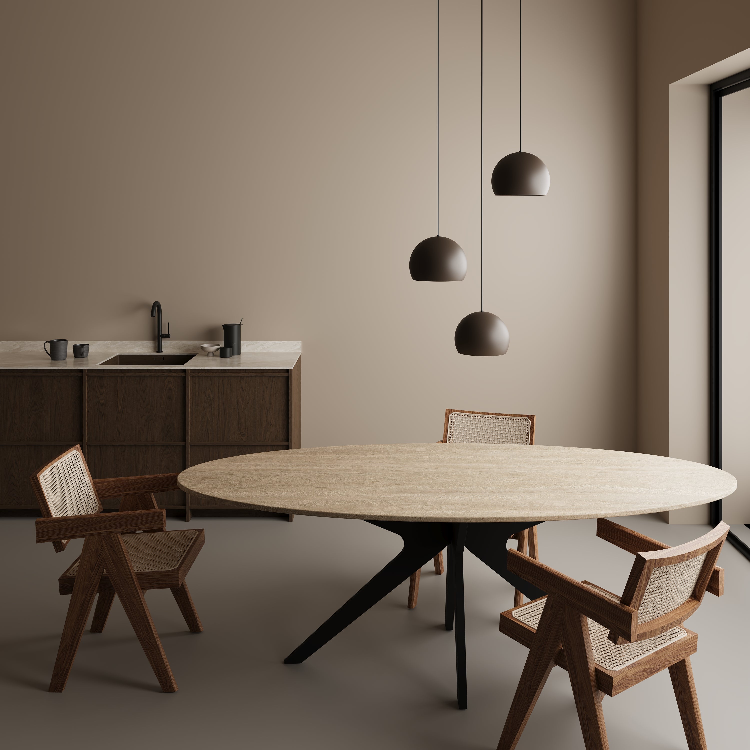 Ovale marmeren eettafel - Roman onderstel
