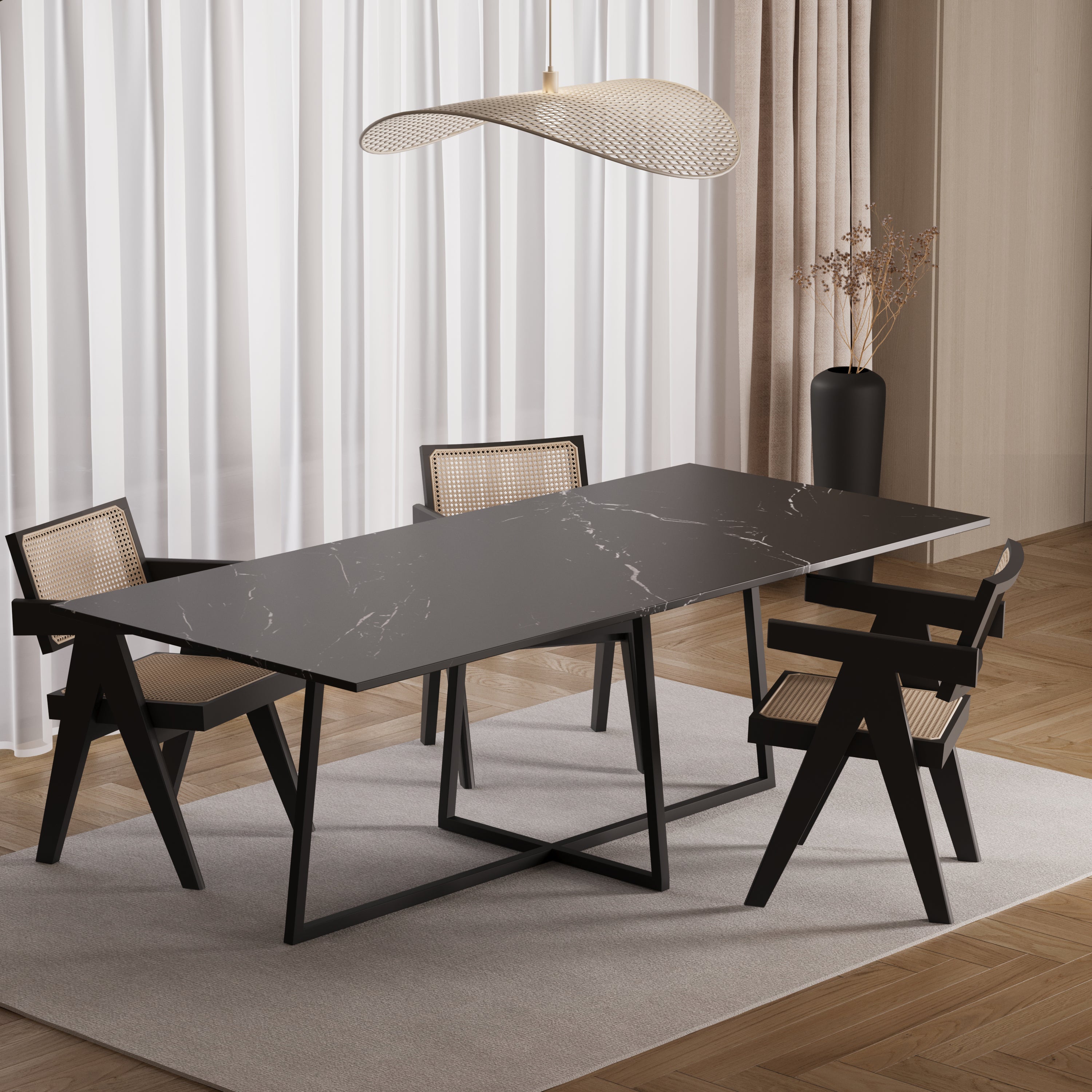 Rechthoekige eettafel - Marmer (Criss-cross)