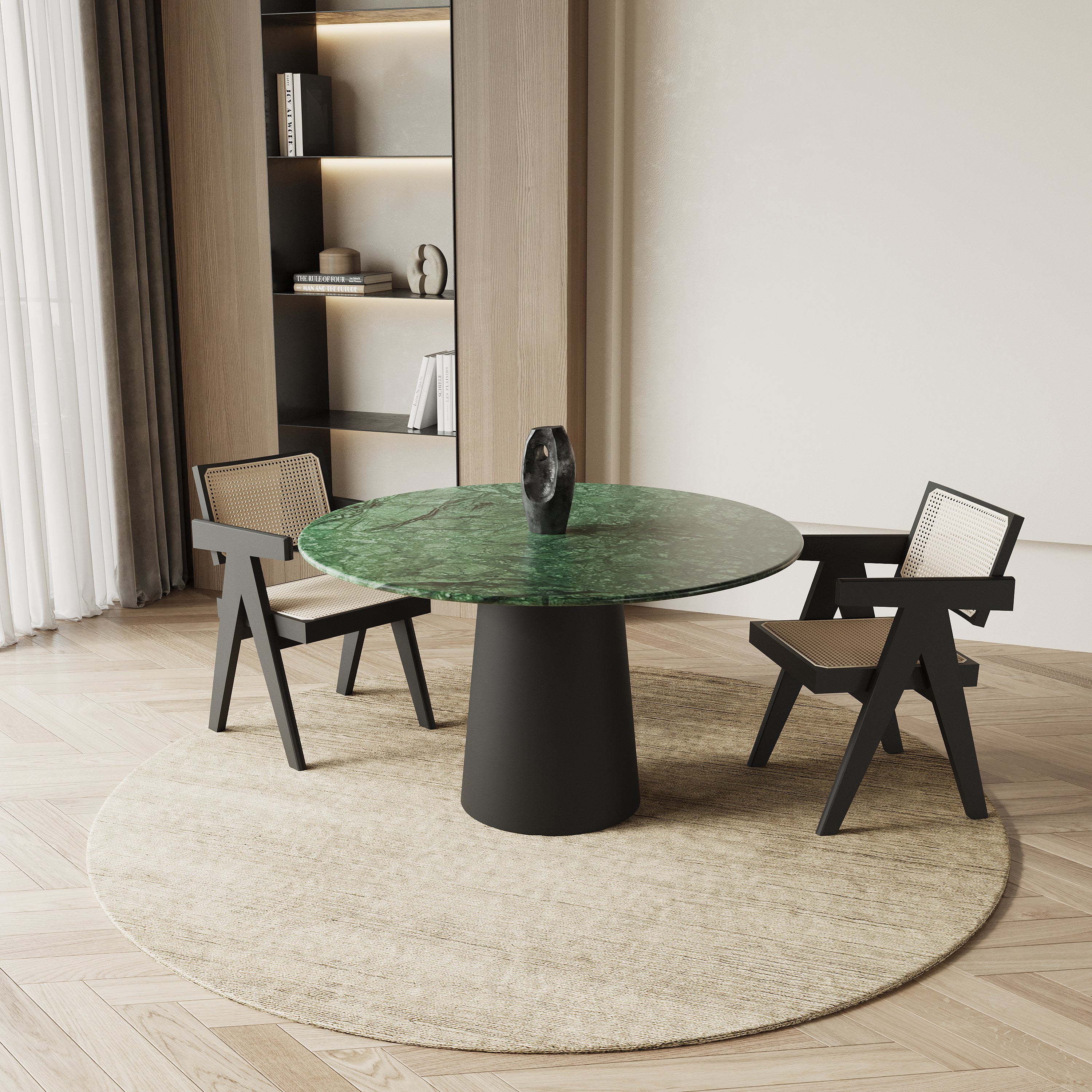 Ronde eettafel cilinder - India green marmer 150cm