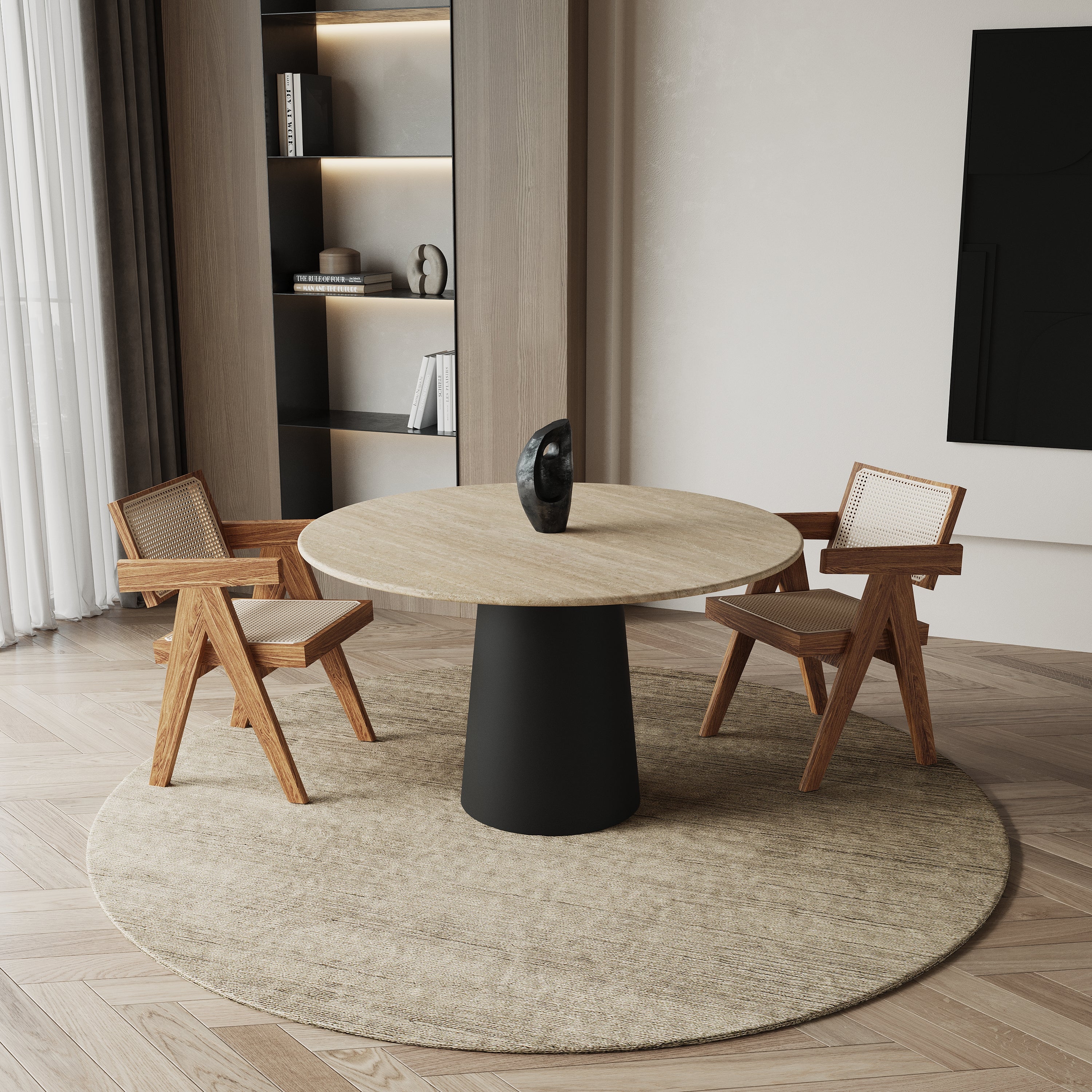 Ronde marmeren eettafel - Cilinder onderstel
