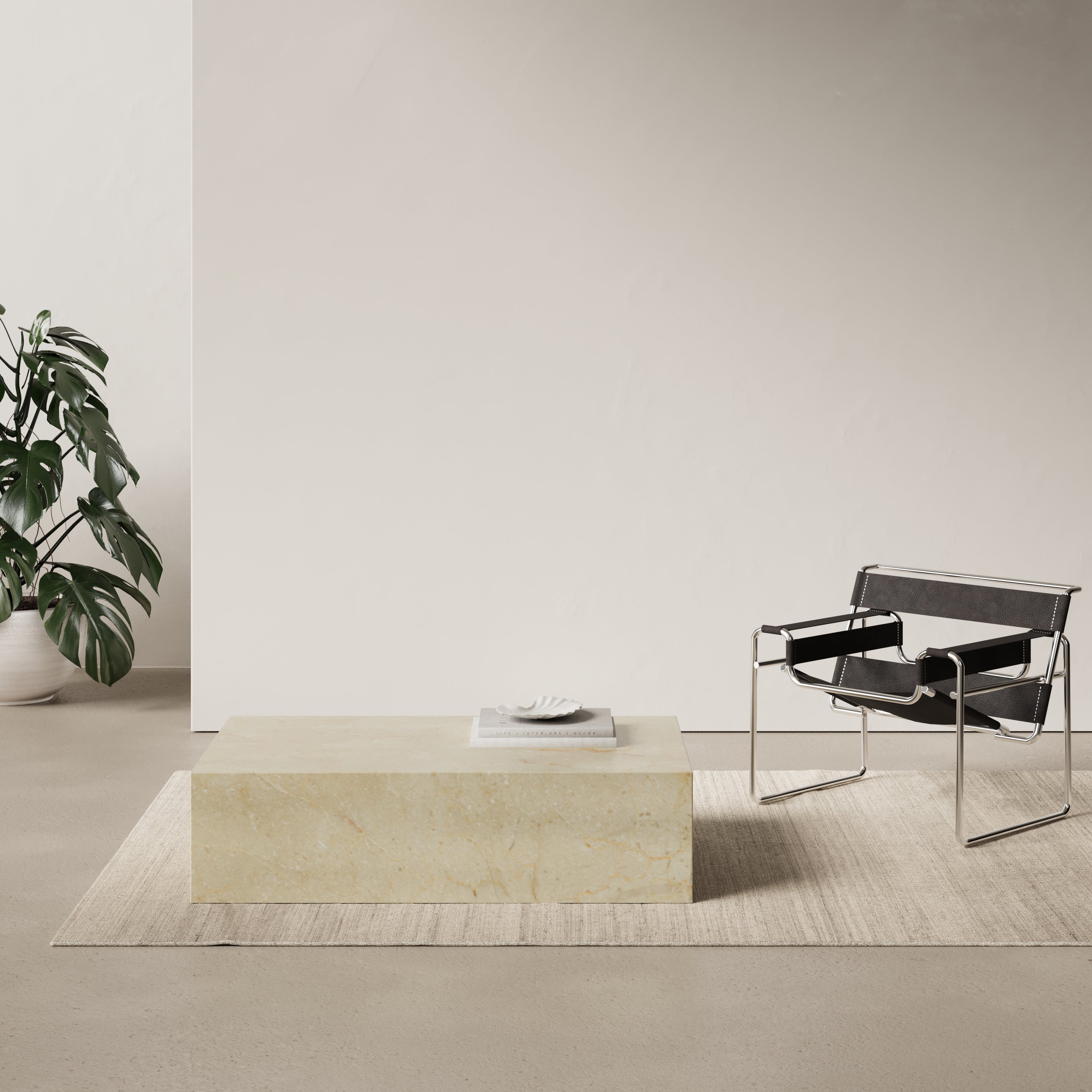 Marmeren salontafel blok - Crema marfil