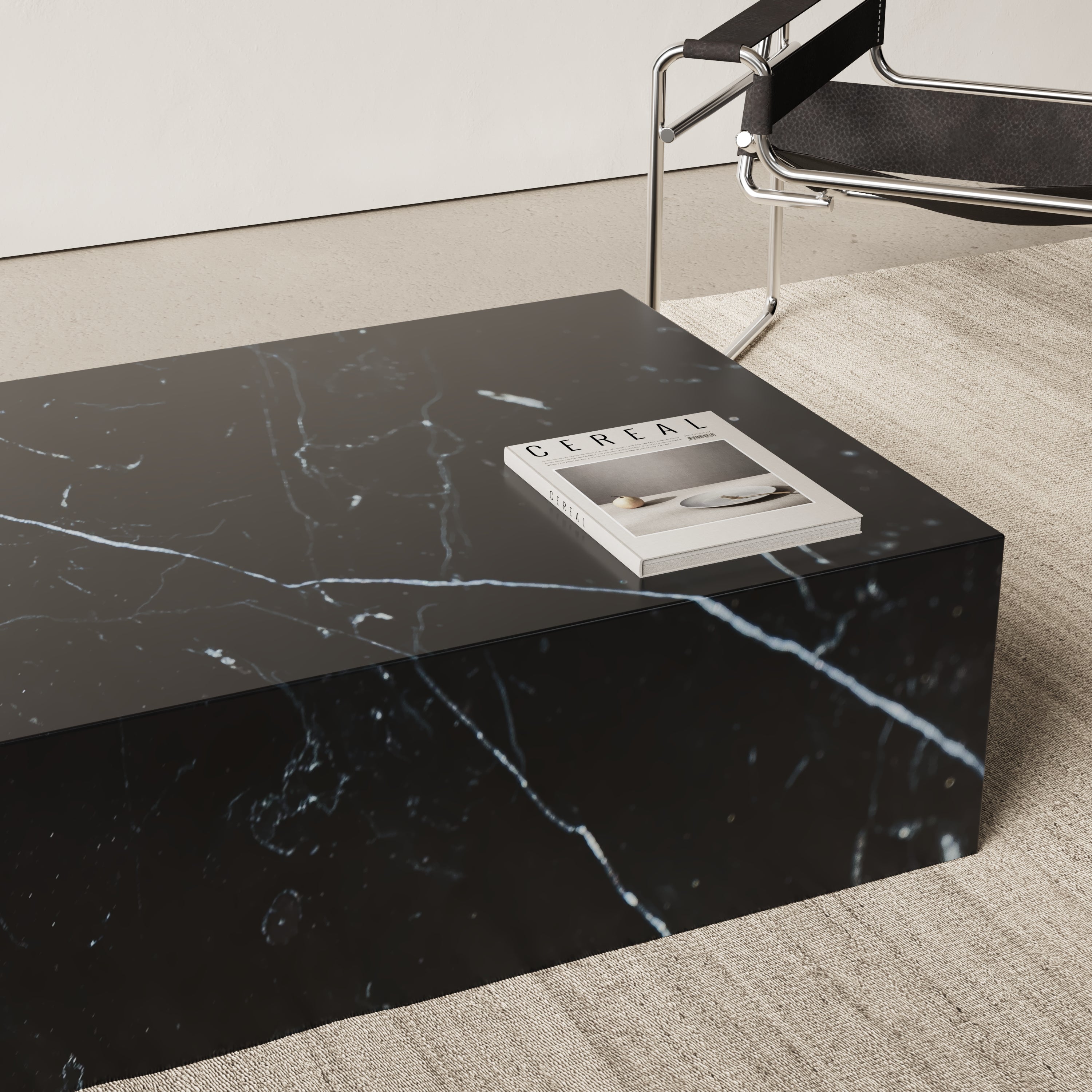 Marmeren salontafel blok - Nero Marquina