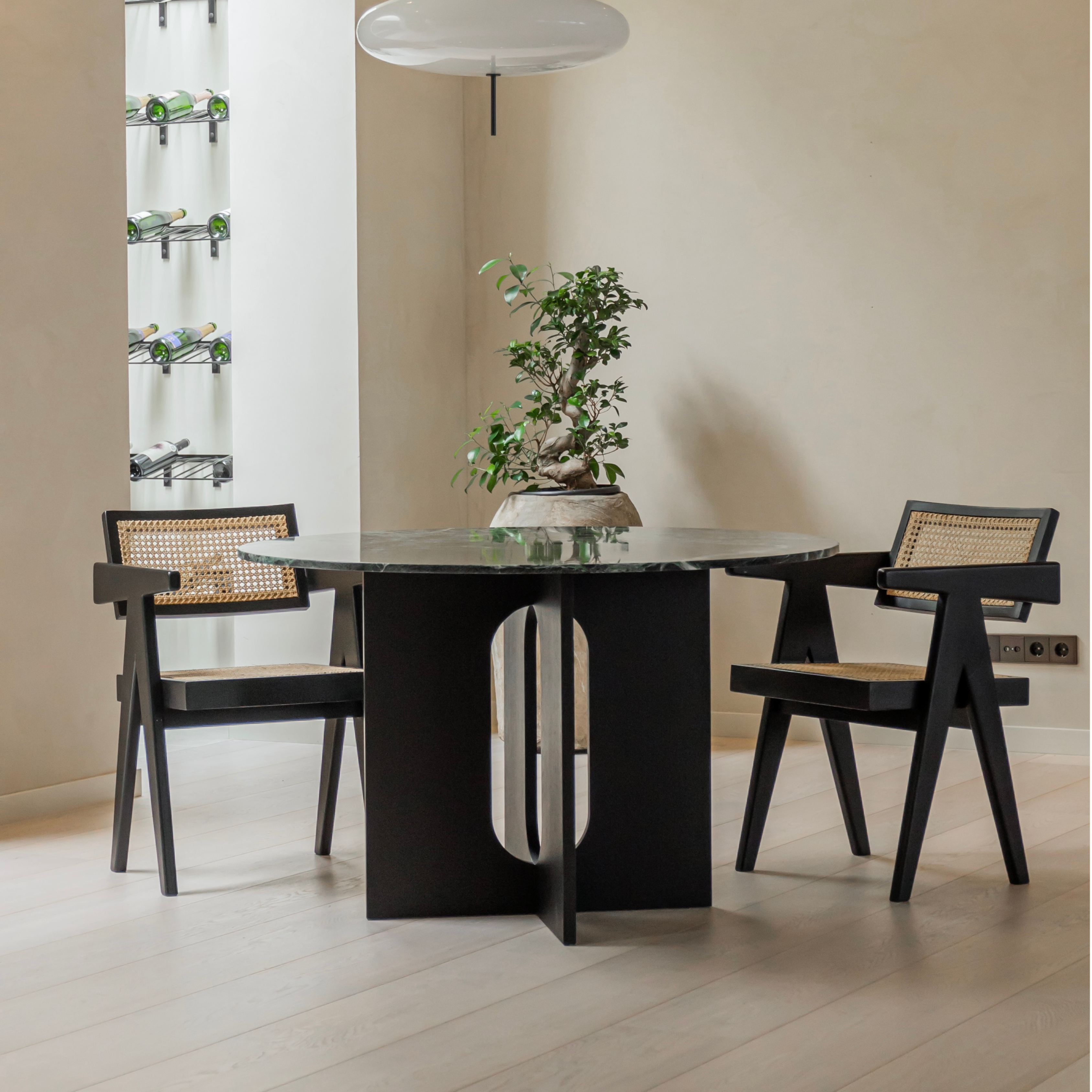 Ronde eettafel Maru 120cm - Marmer & zwart eiken