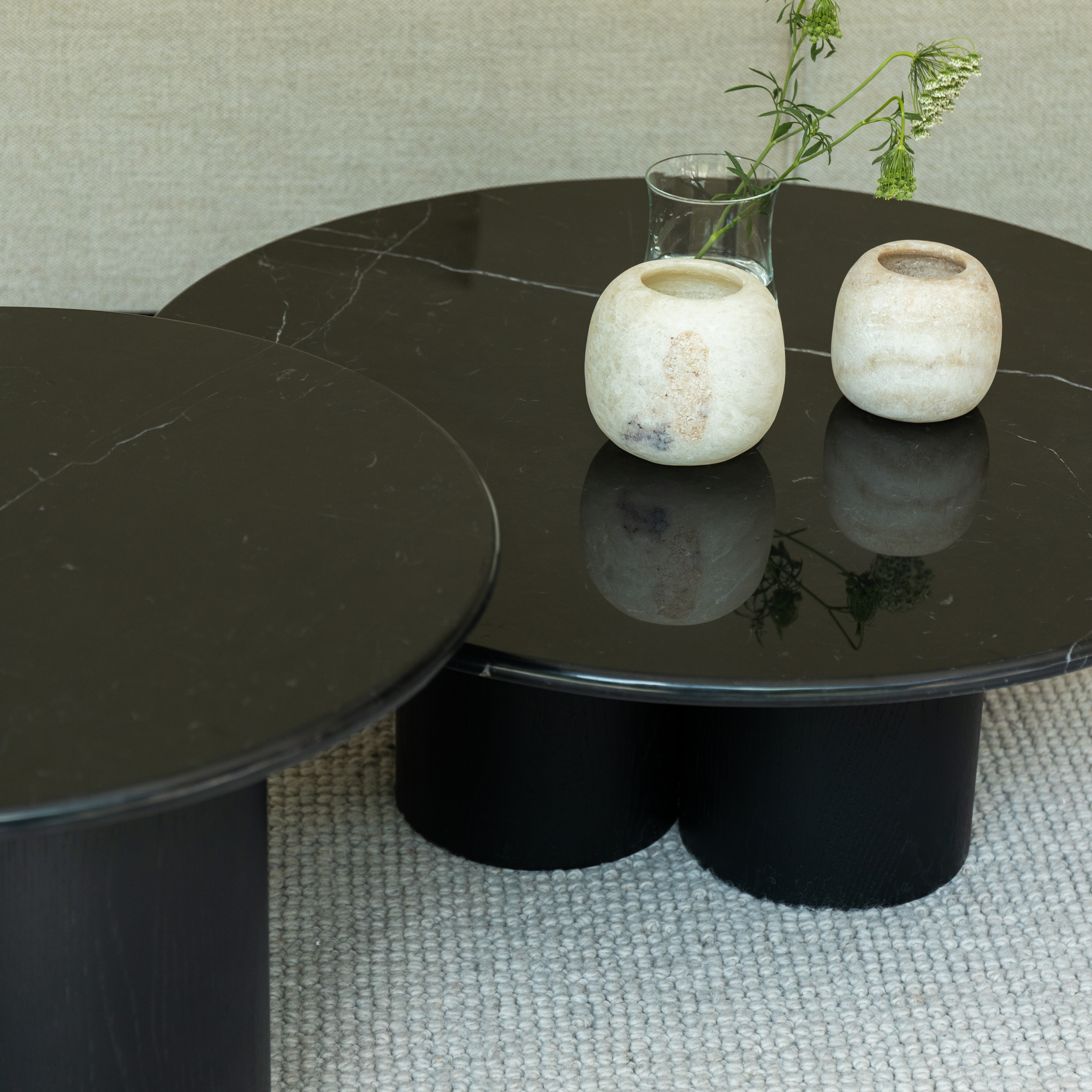 Marmeren salontafel set Mozo - Zwart eiken