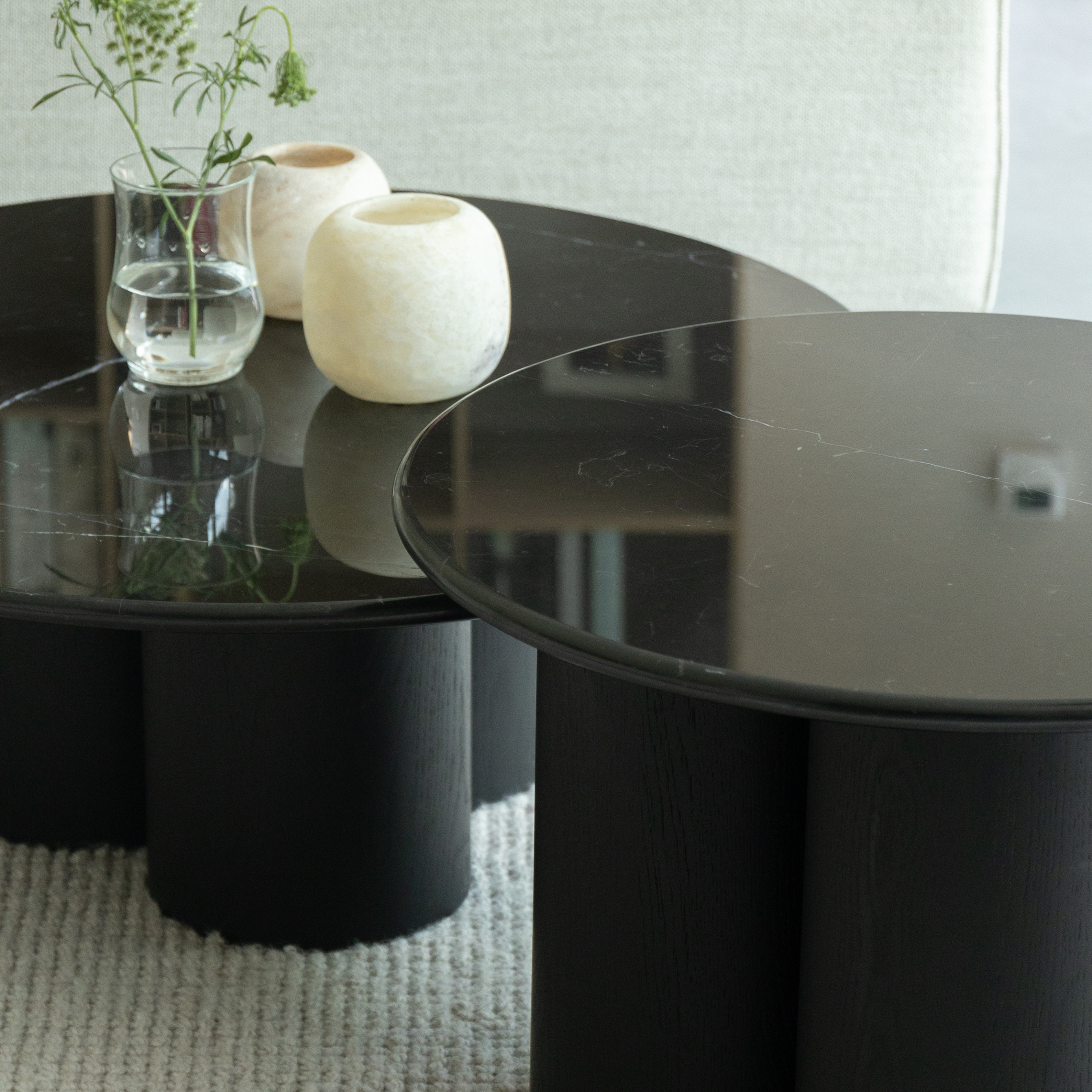 Marmeren salontafel set Mozo - Zwart eiken