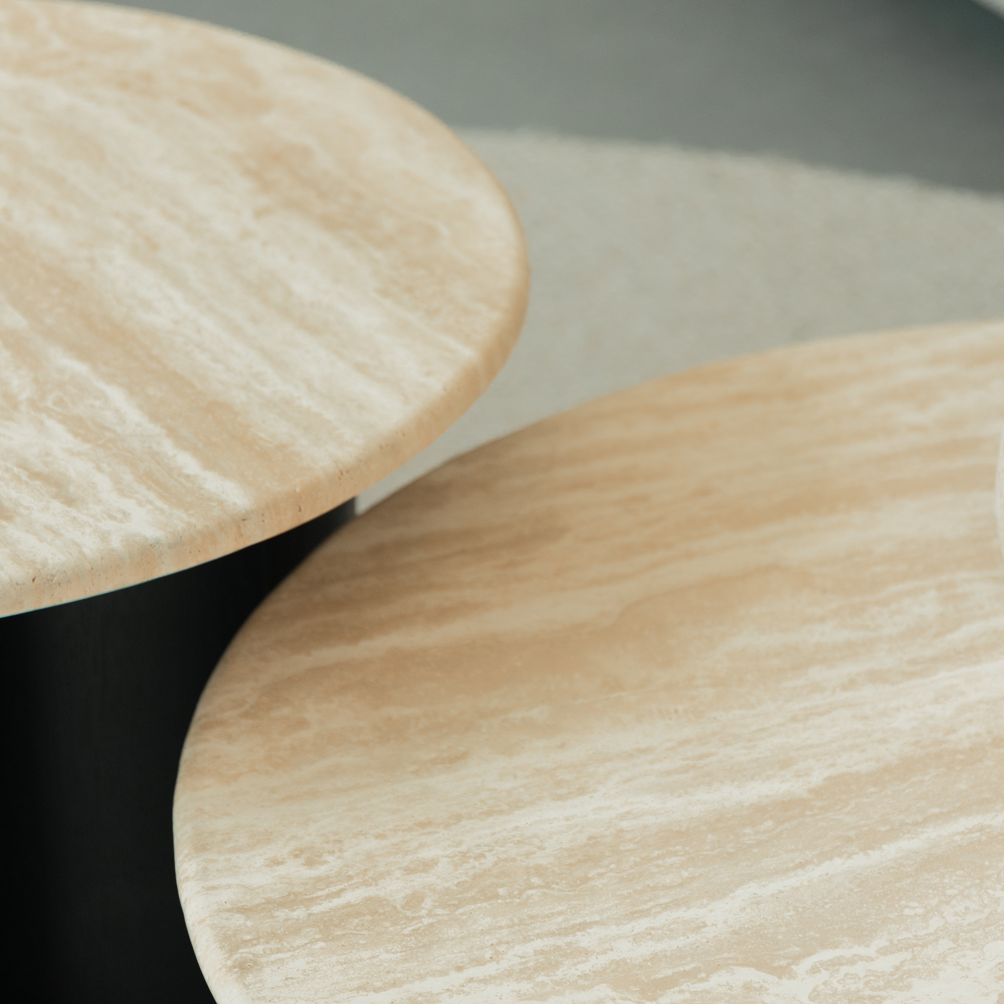 Marmeren salontafel set Mozo - Zwart eiken