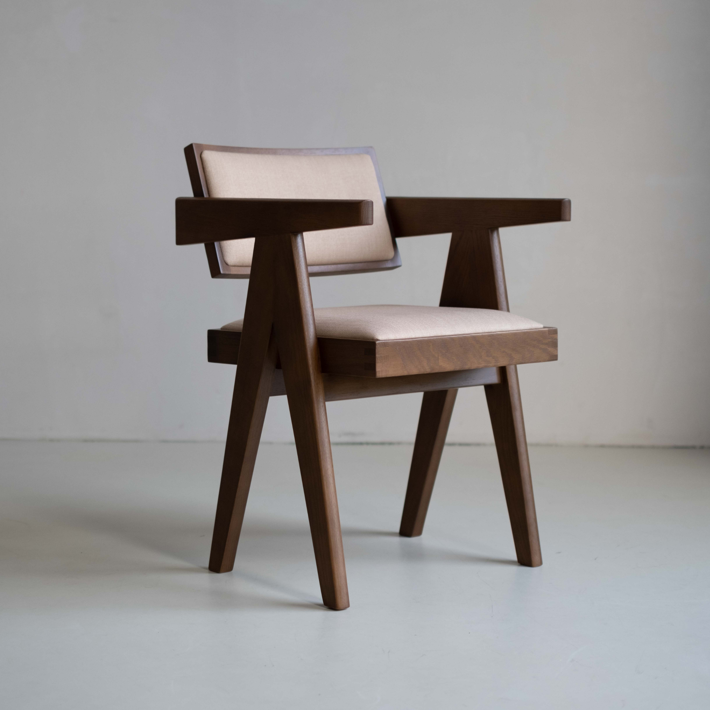 Rotan eetkamerstoel Pierre gestoffeerd - Bruin eiken