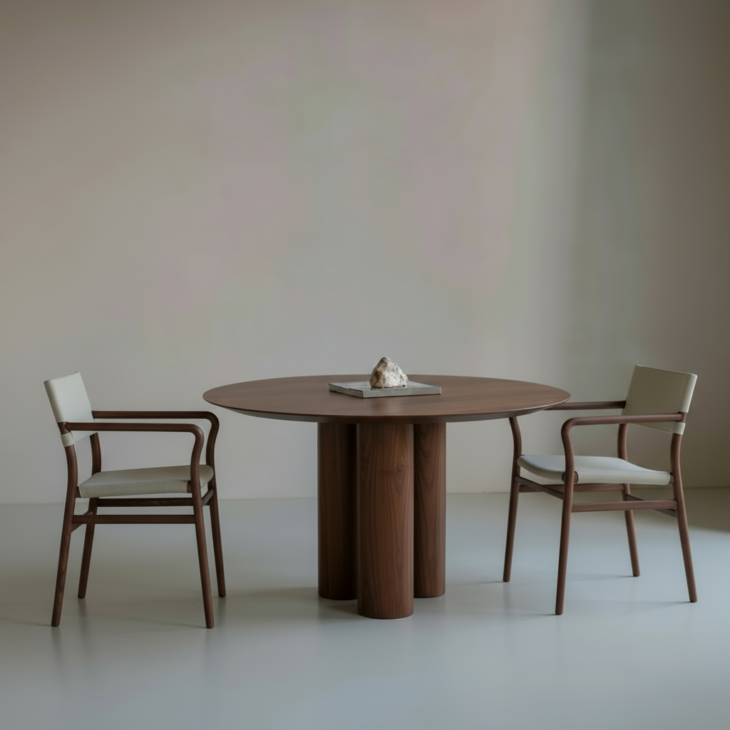 Zara eetkamerstoel beige leer - Walnoot