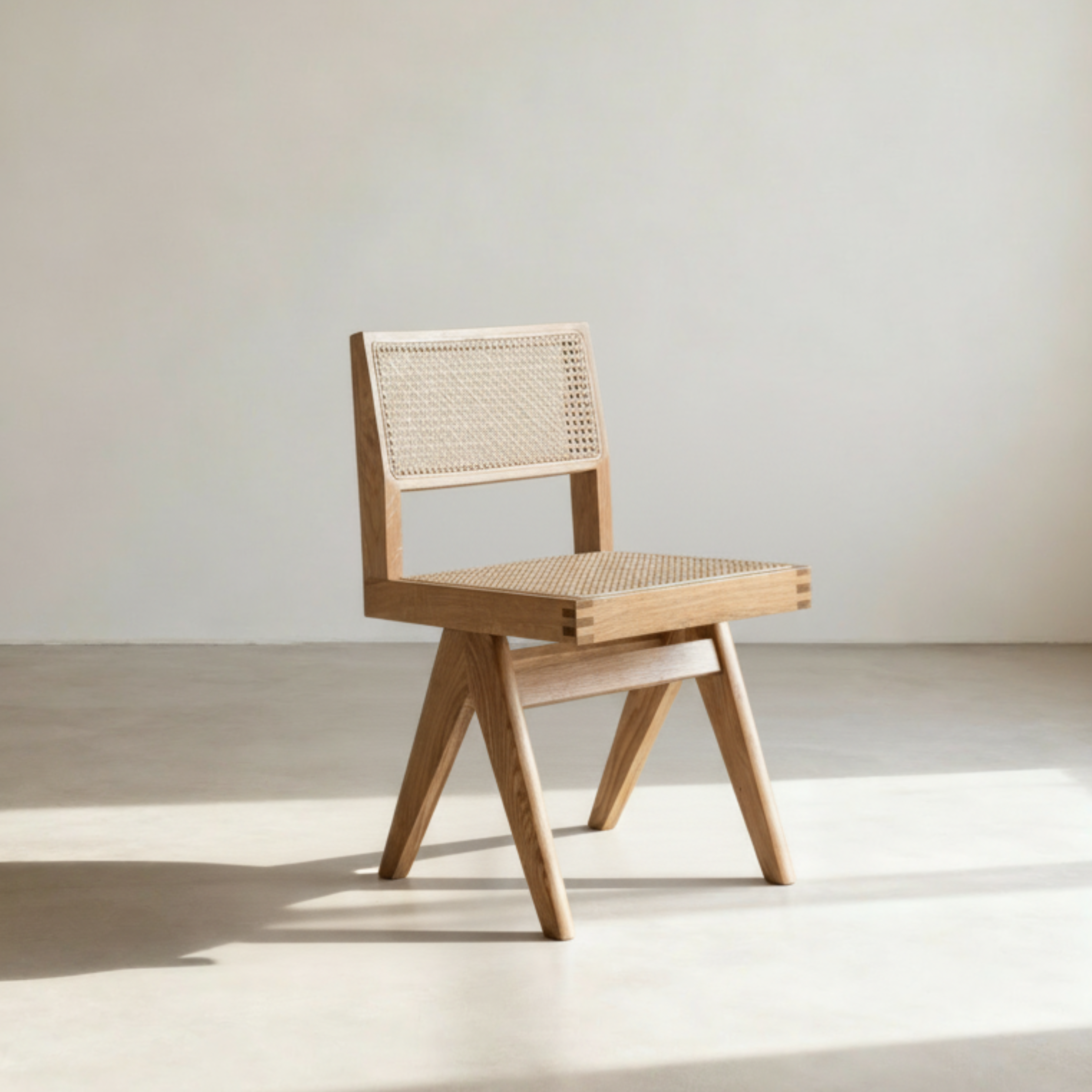 Rotan eetkamerstoel Pierre zonder armleuning - Licht eiken