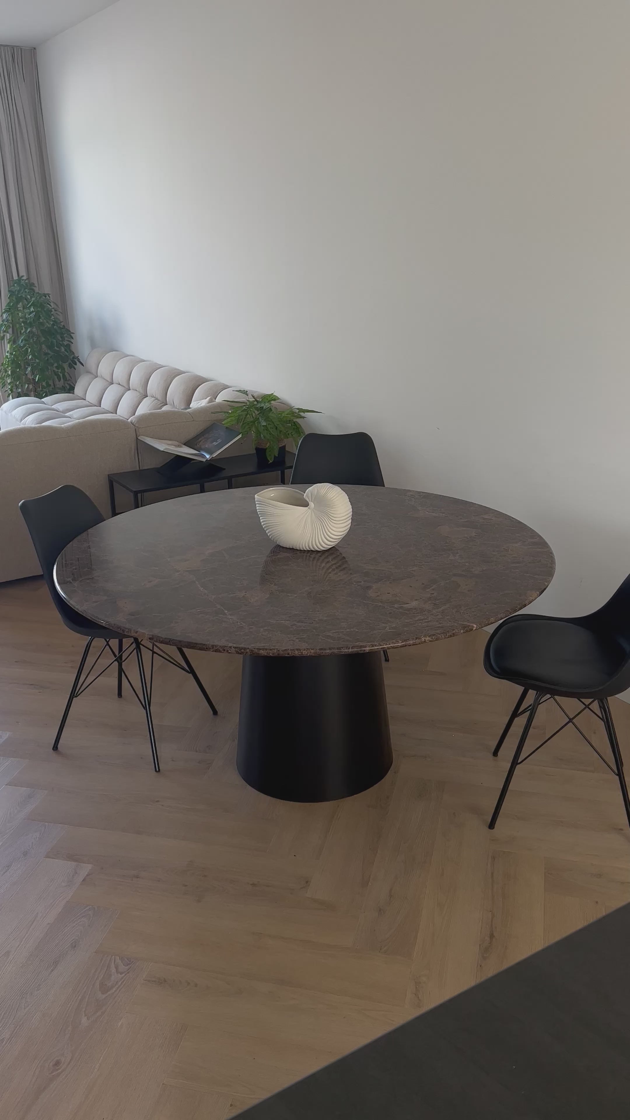 Ronde marmeren eettafel - Cilinder onderstel