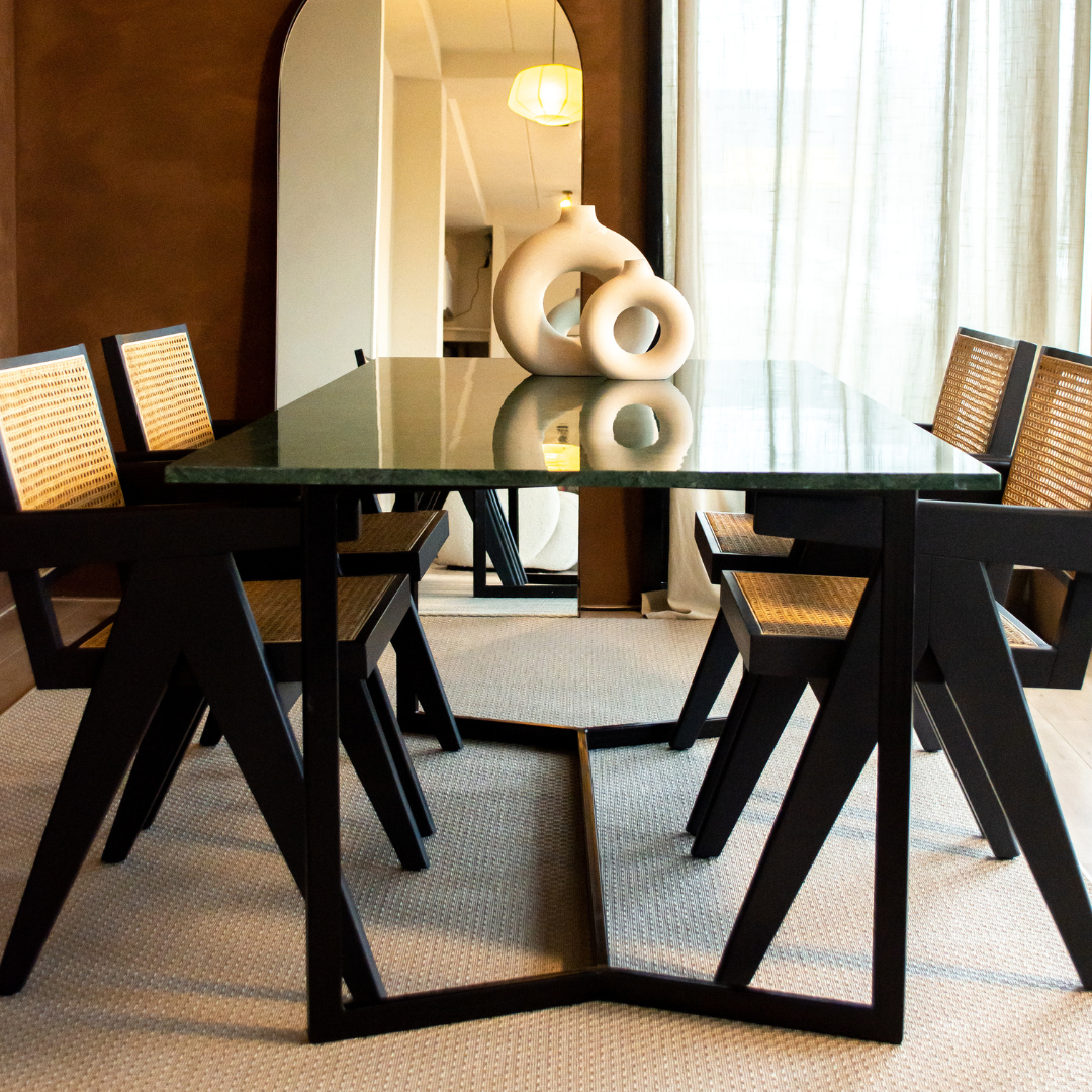 Rechthoekige eettafel - Marmer (Dubbel-Y zwart)