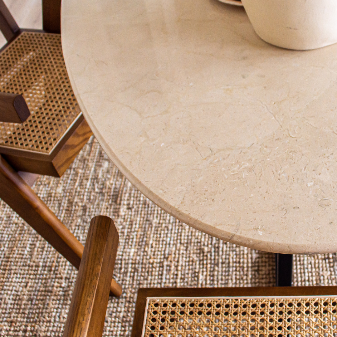 Ronde marmeren eettafel - Roman onderstel