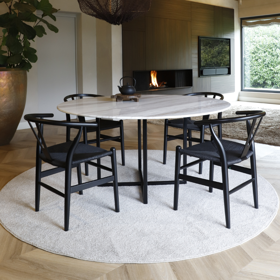 Ronde marmeren eettafel - Criss-cross onderstel
