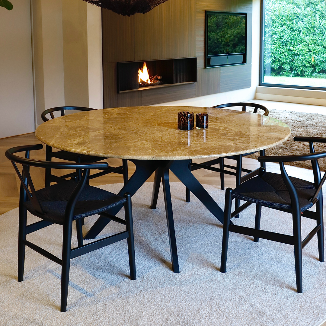 Ronde marmeren eettafel - Roman onderstel