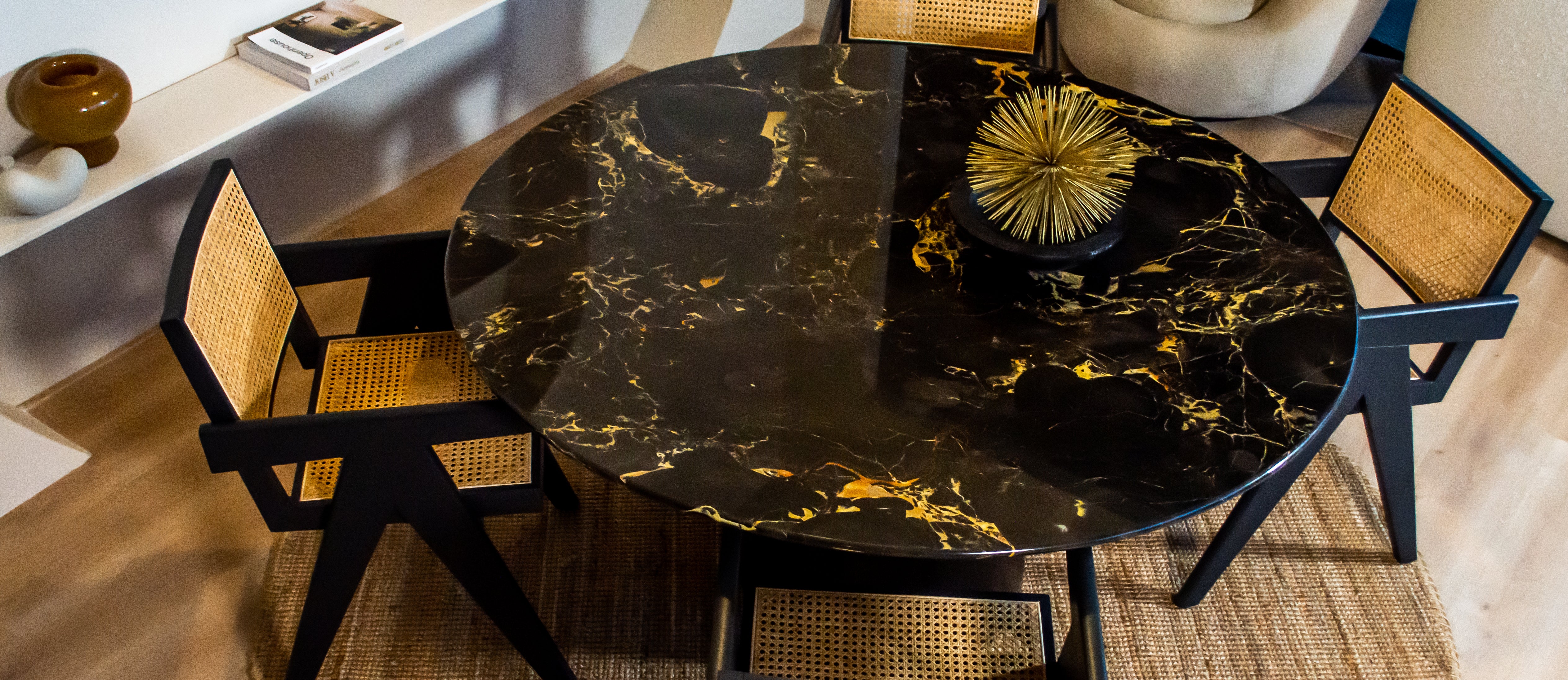 Ronde marmeren eettafel - Cilinder onderstel