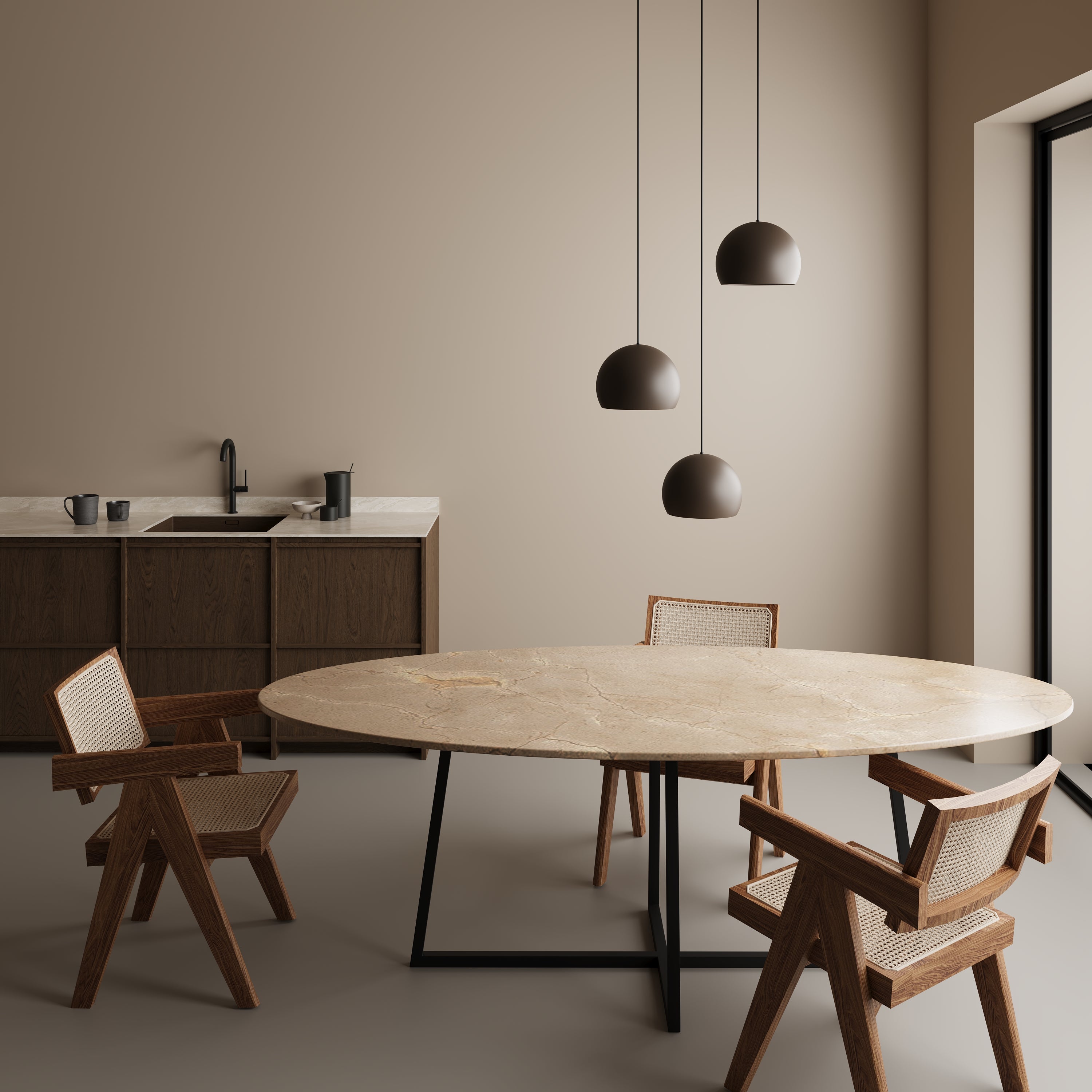 Ovale marmeren eettafel - Criss-cross onderstel