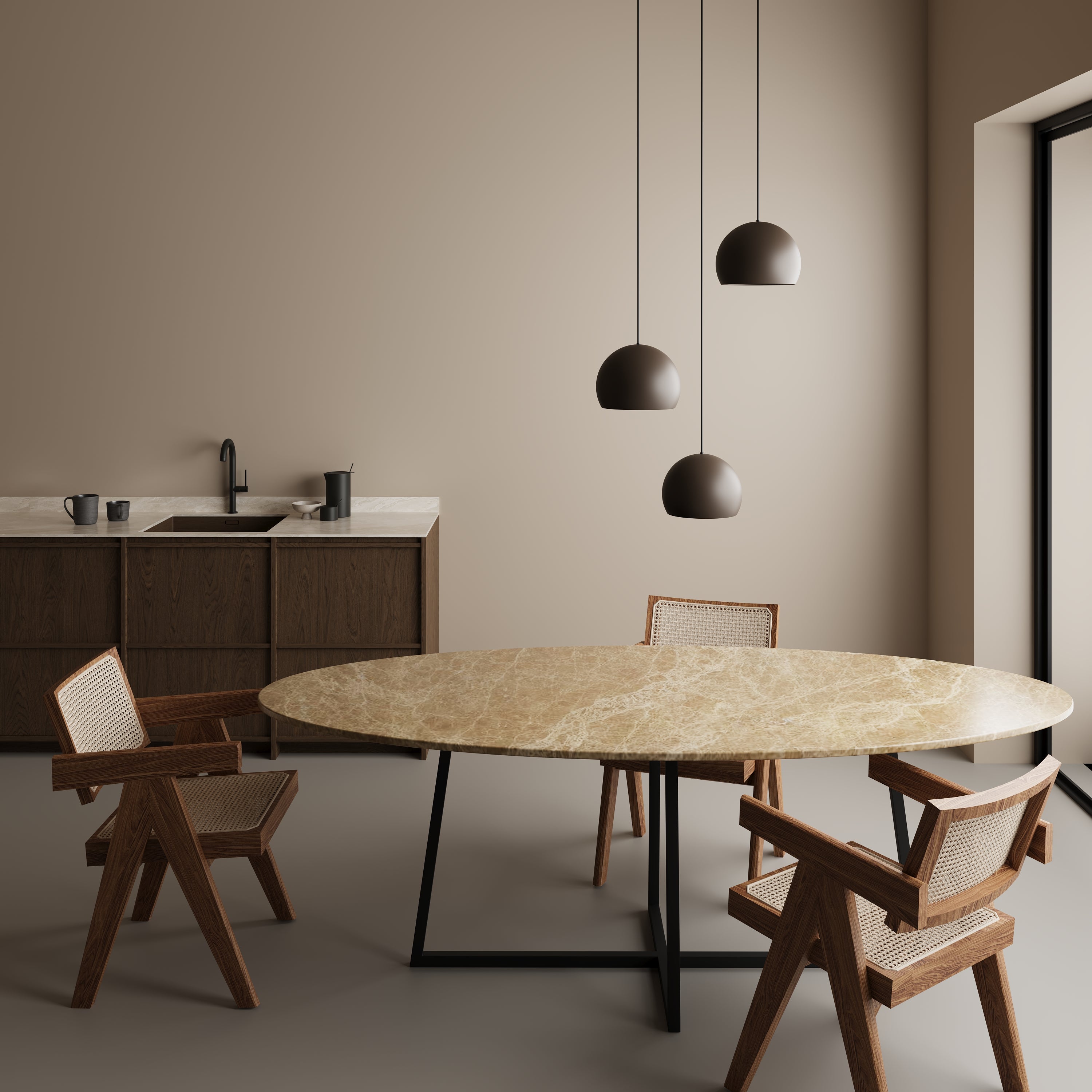 Ovale marmeren eettafel - Criss-cross onderstel