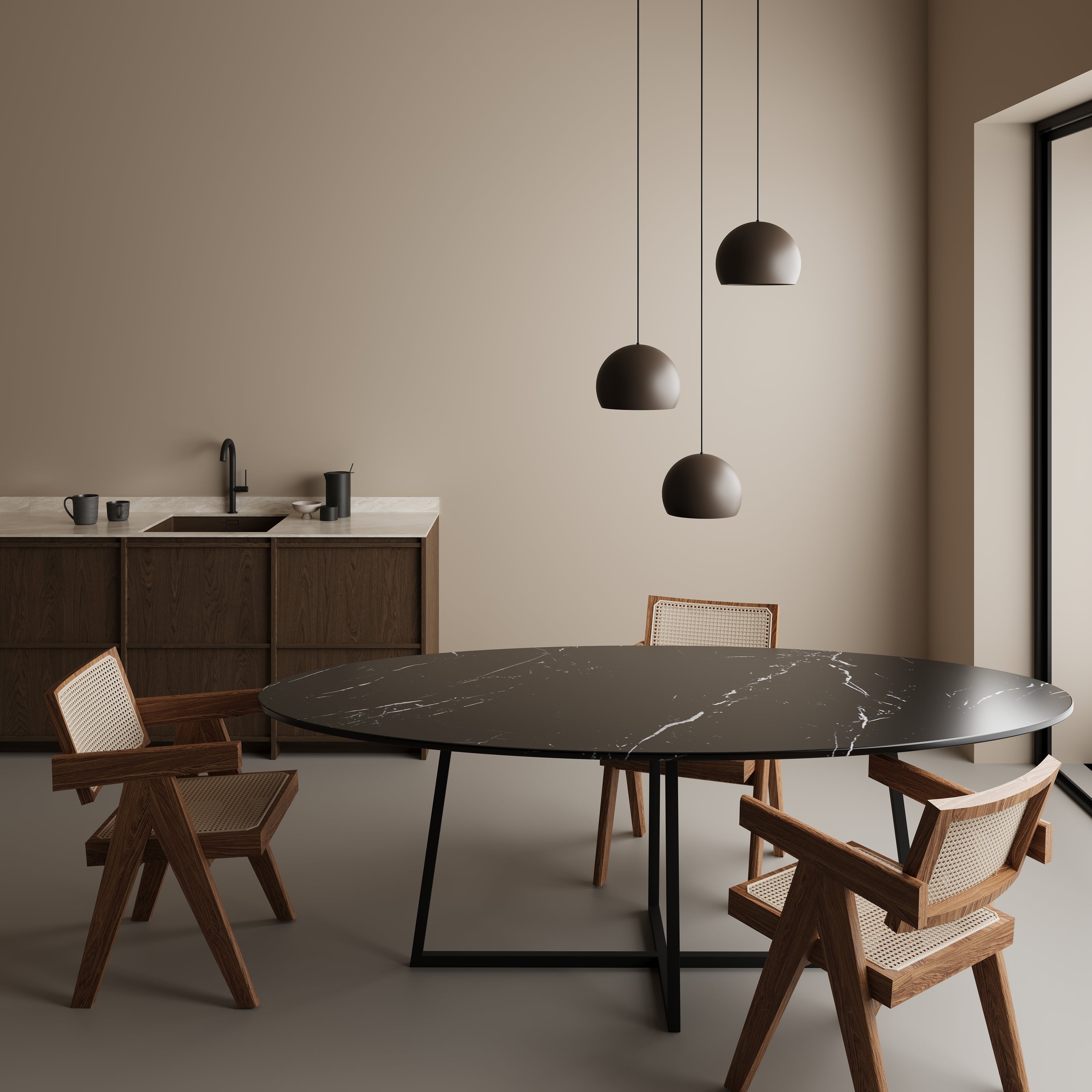 Ovale marmeren eettafel - Criss-cross onderstel