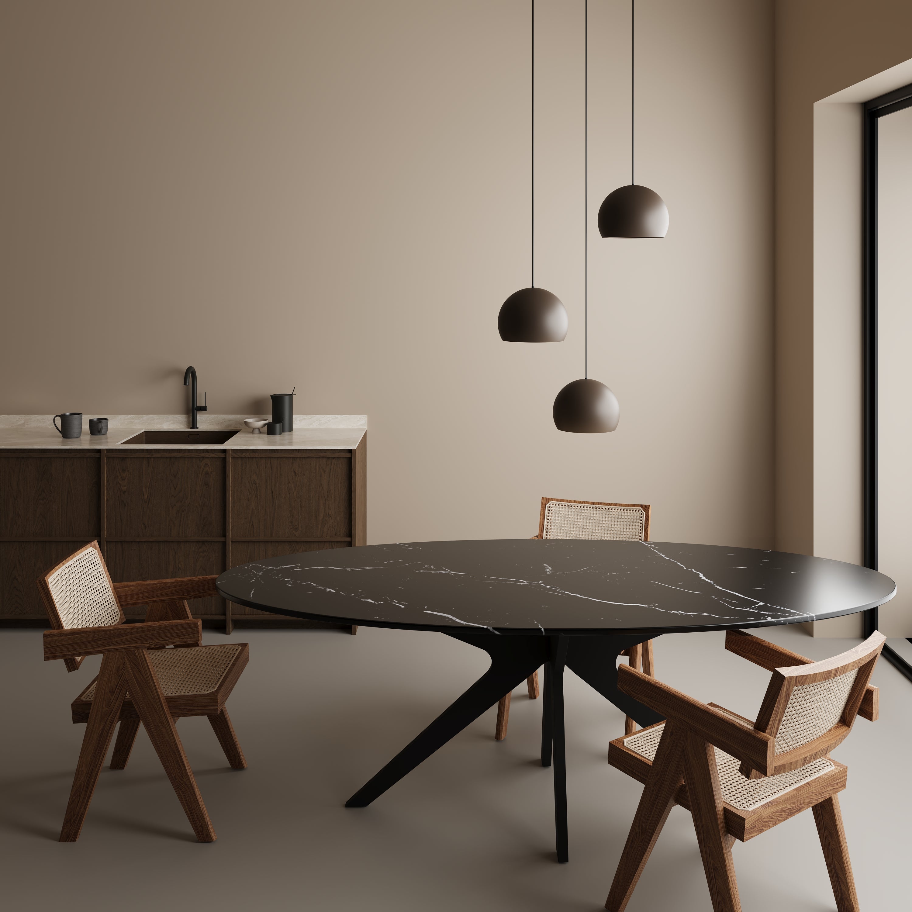 Ovale marmeren eettafel - Roman onderstel