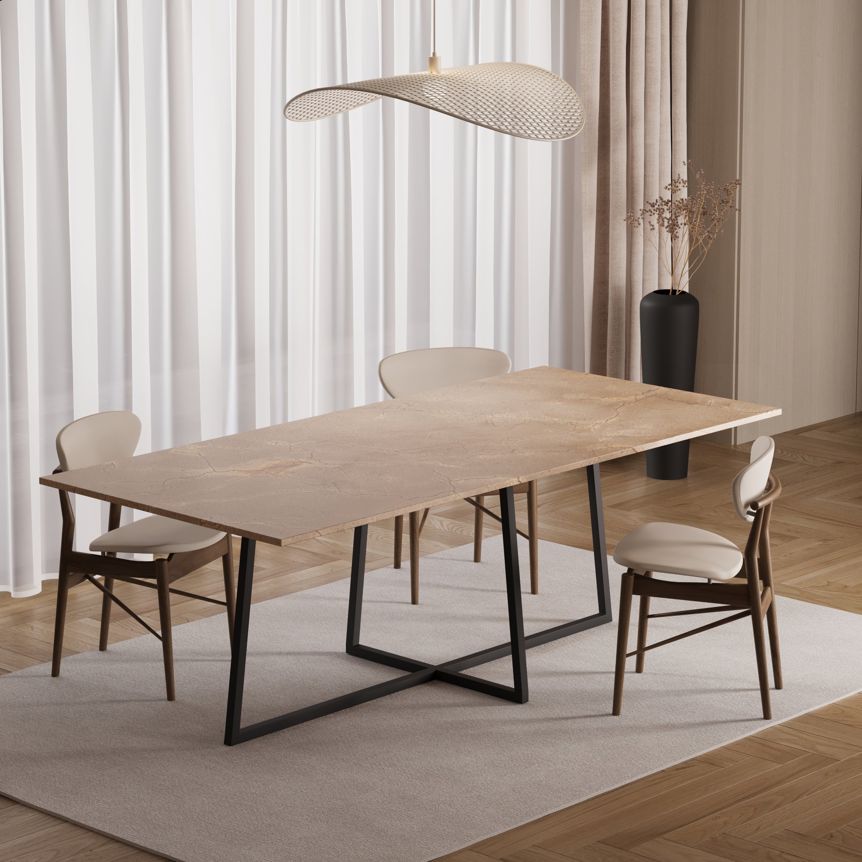 Rechthoekige eettafel - Marmer (Criss-cross)