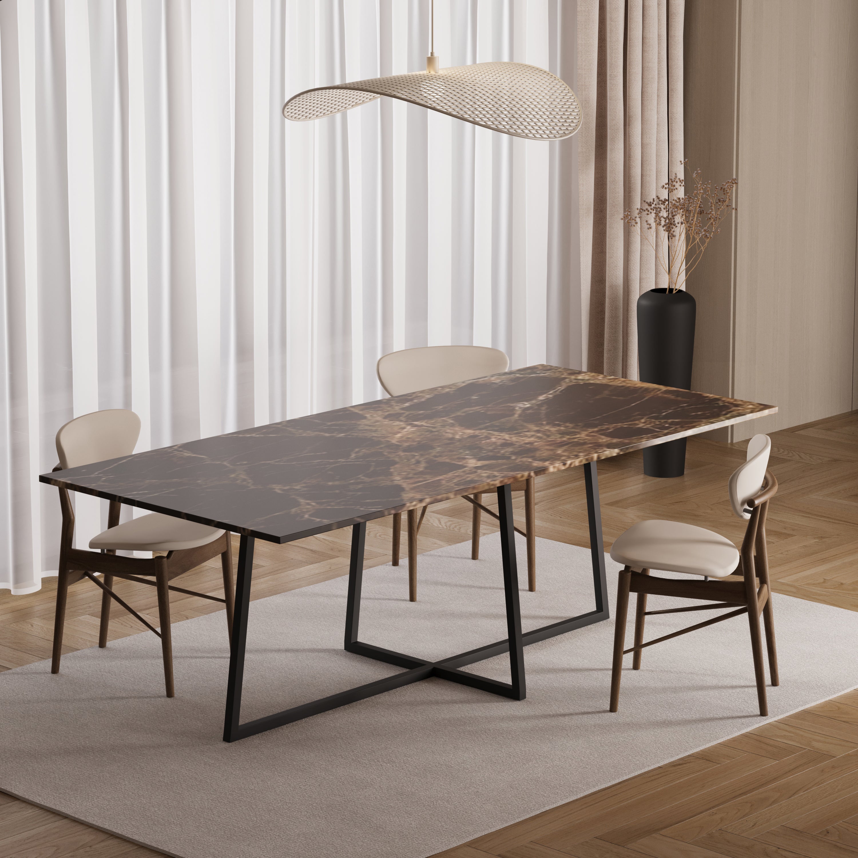 Rechthoekige eettafel - Marmer (Criss-cross)