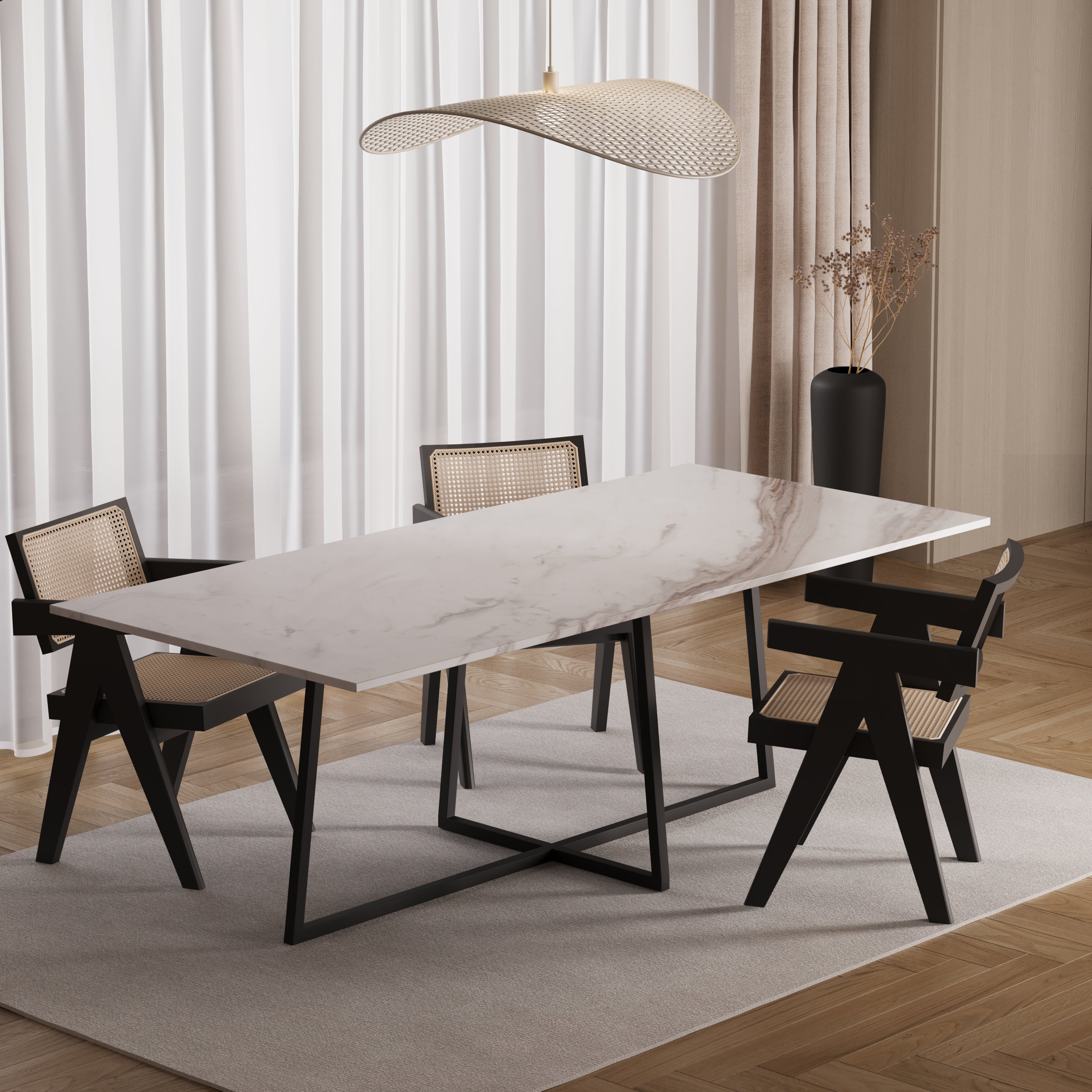 Rechthoekige eettafel - Marmer (Criss-cross)