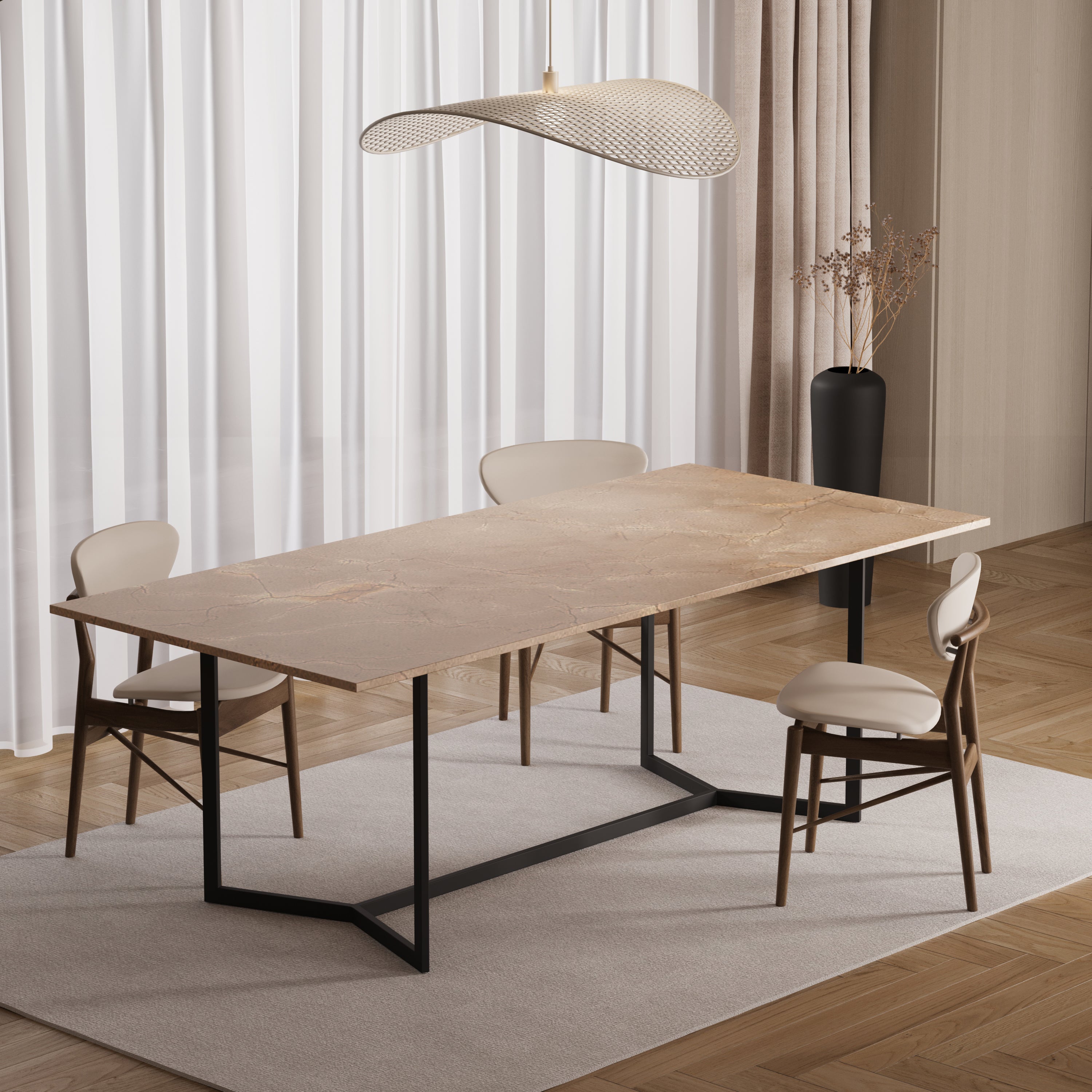 Rechthoekige eettafel - Marmer (Dubbel-Y zwart)