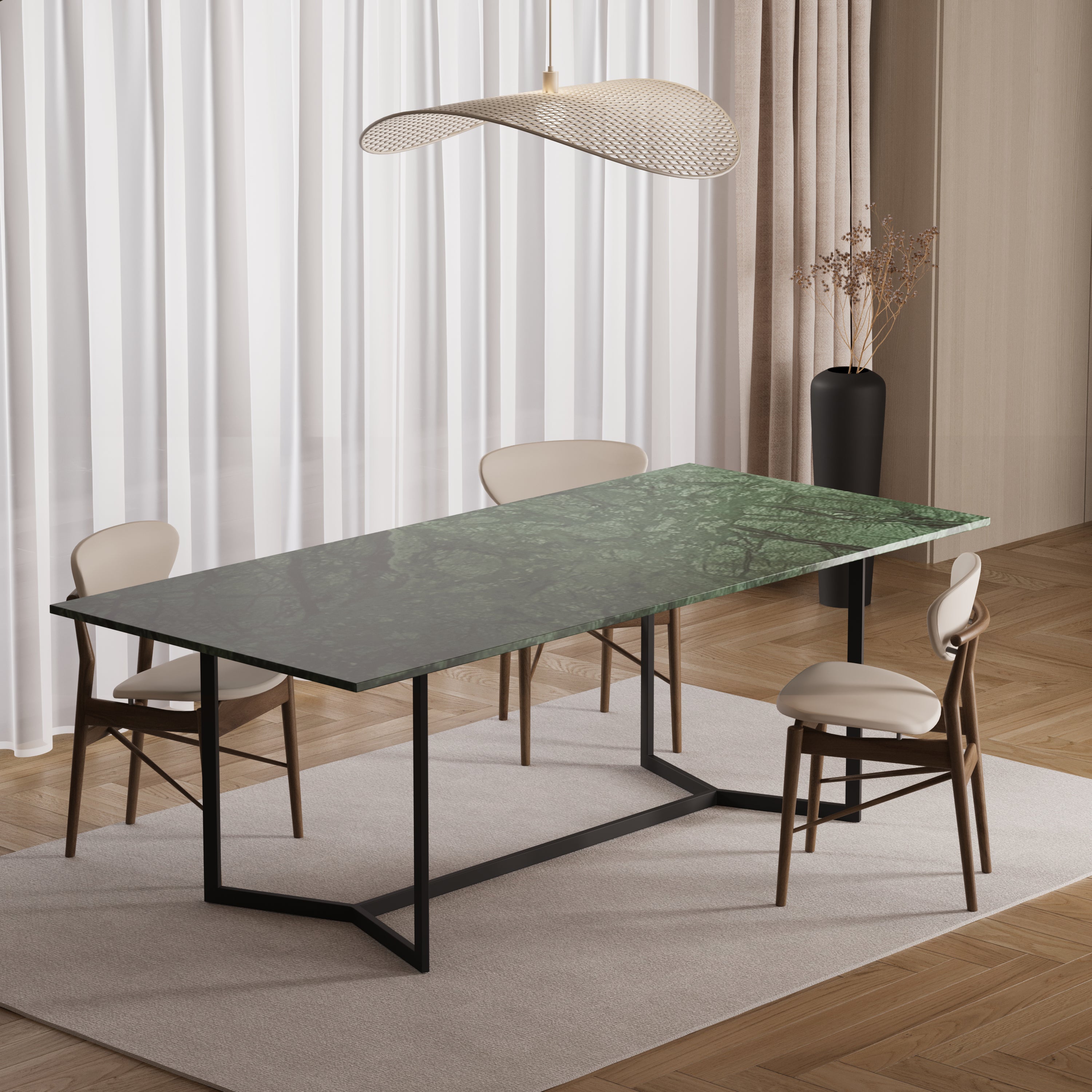 Rechthoekige eettafel - Marmer (Dubbel-Y zwart)