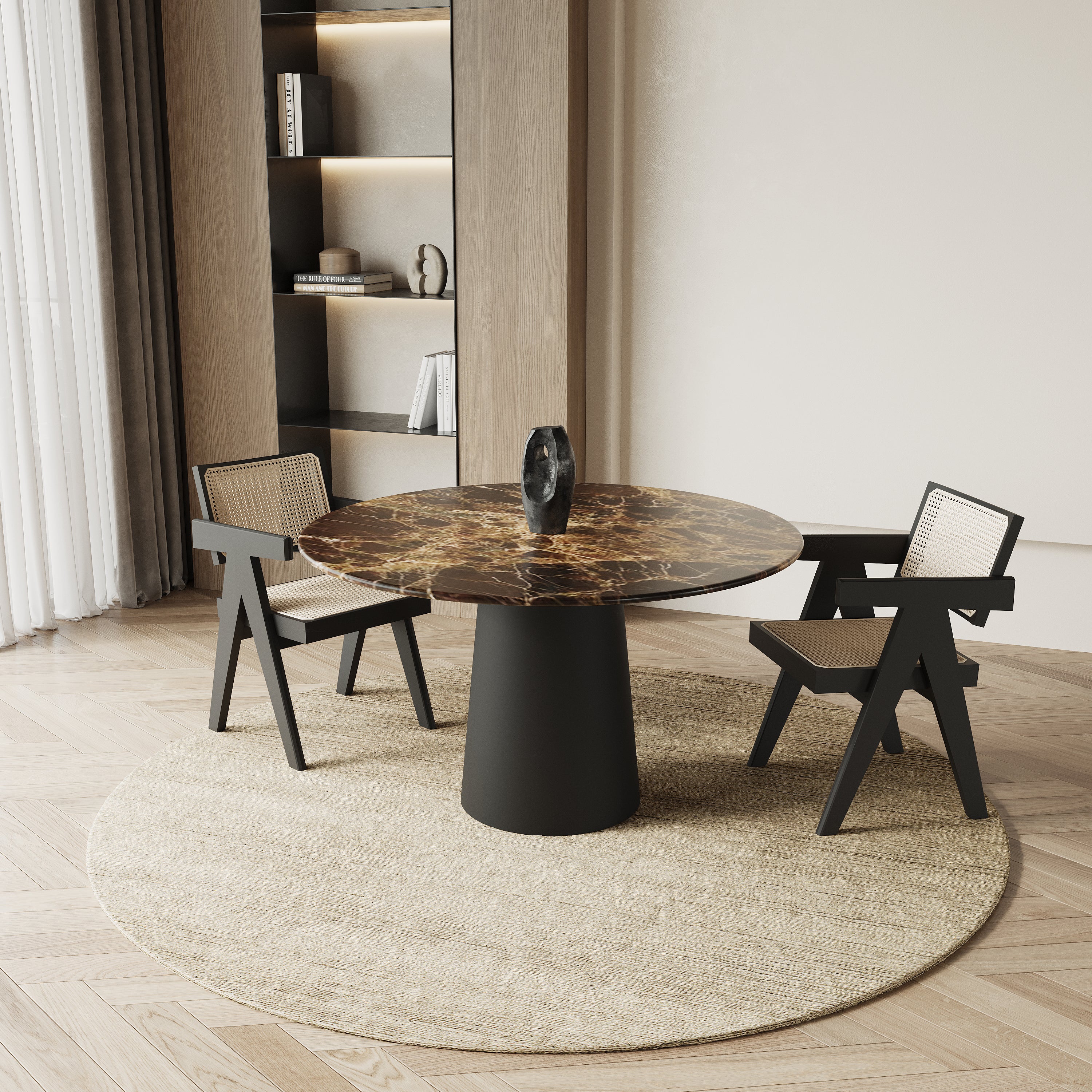 Ronde marmeren eettafel - Cilinder onderstel