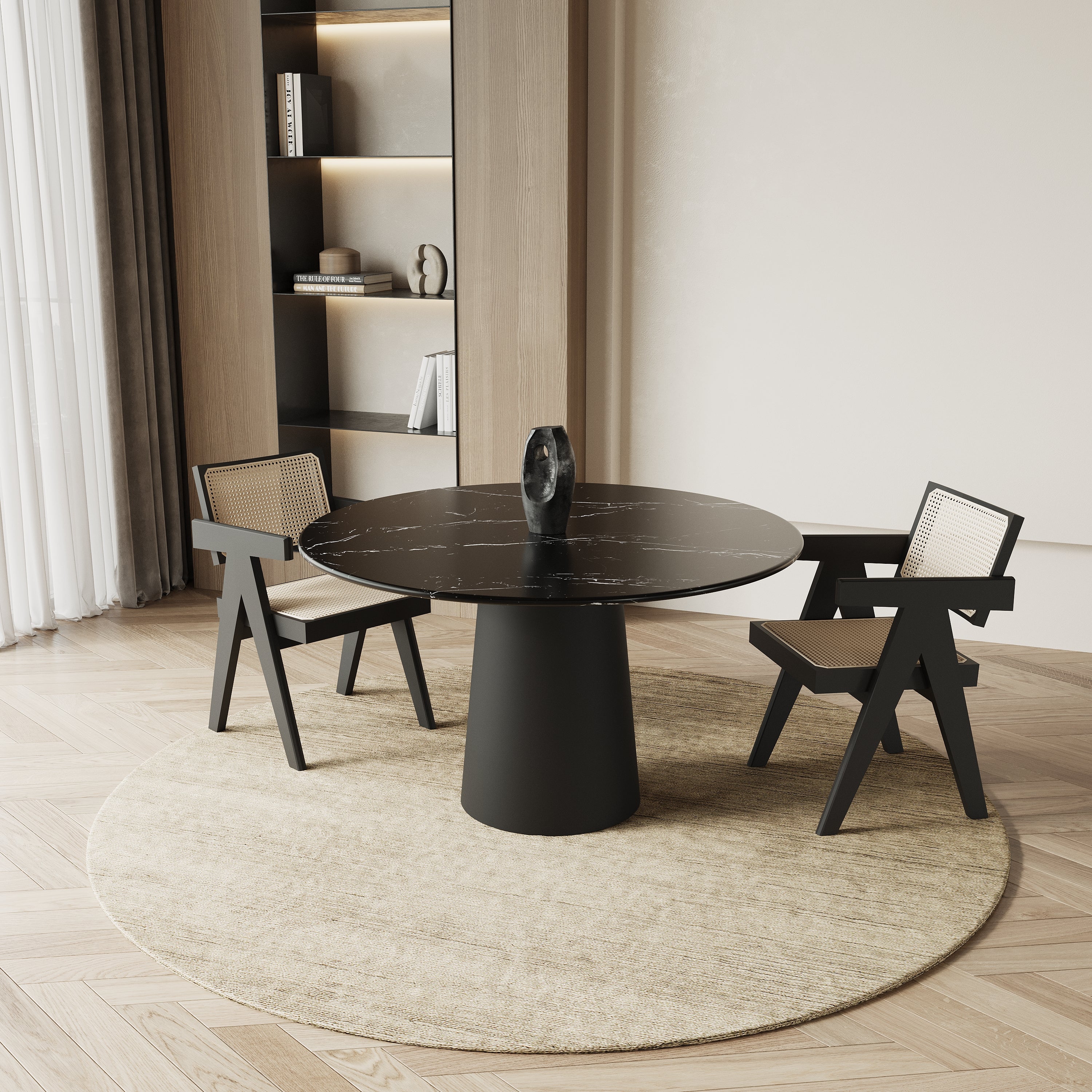 Ronde marmeren eettafel - Cilinder onderstel