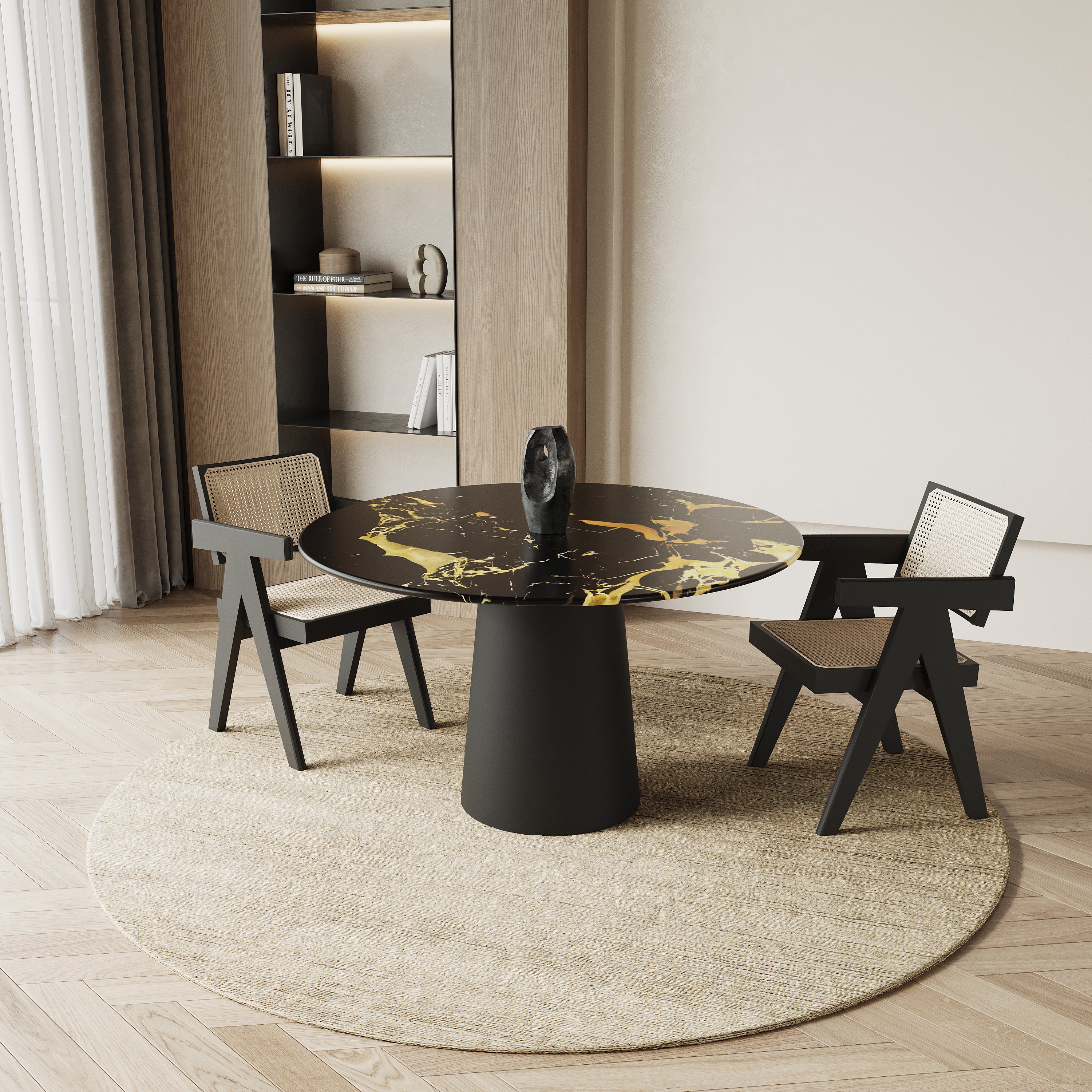 Ronde marmeren eettafel - Cilinder onderstel