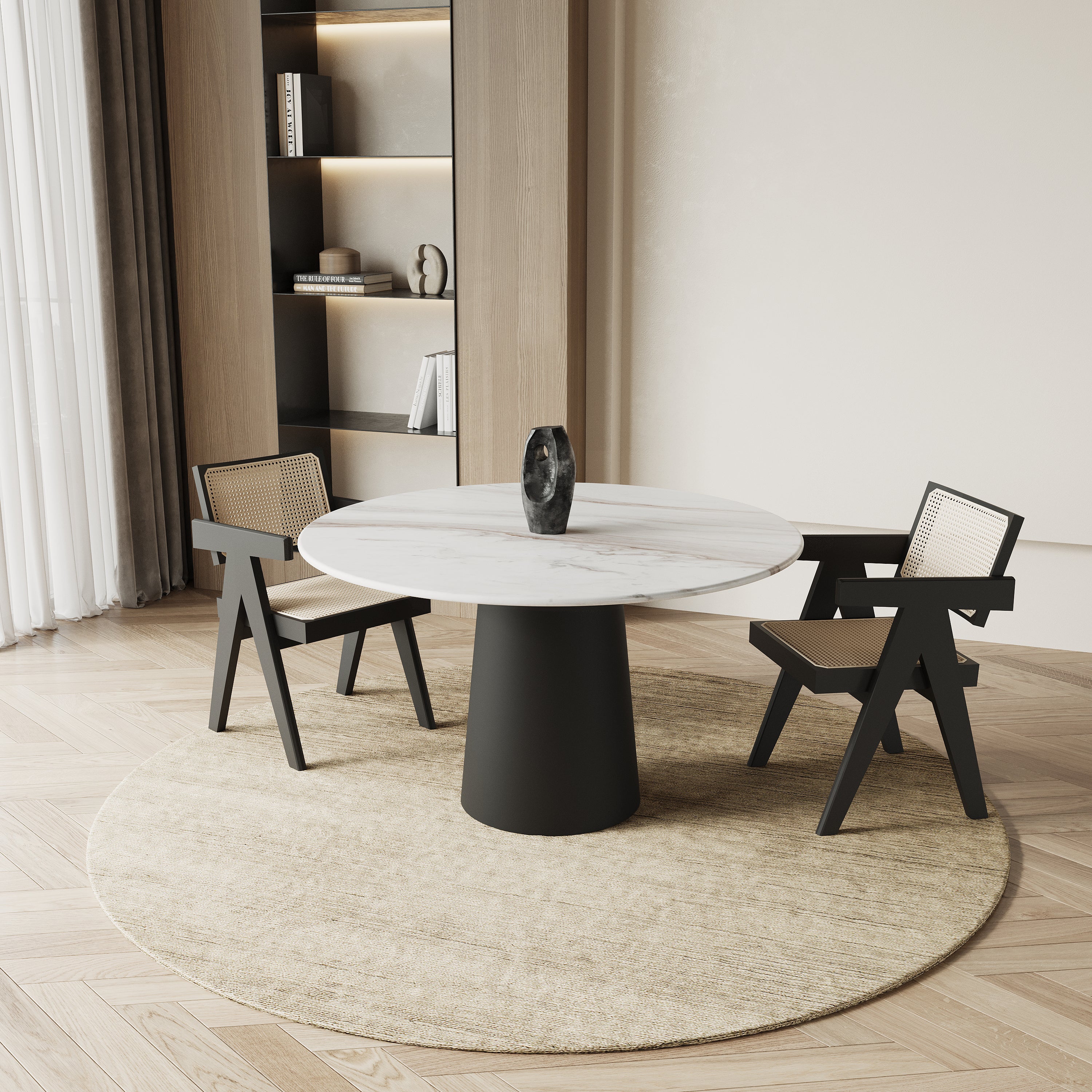 Ronde marmeren eettafel - Cilinder onderstel
