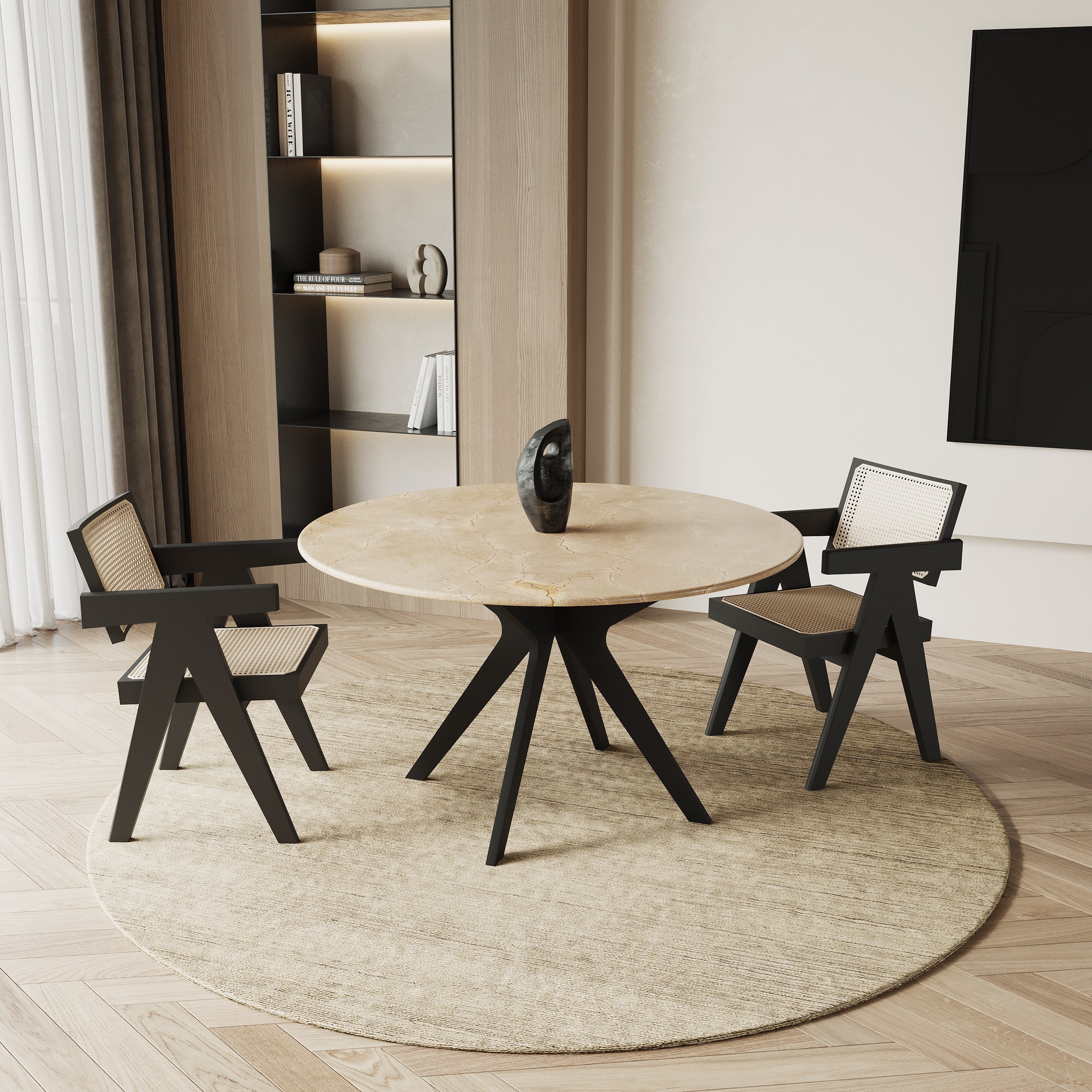 Ronde marmeren eettafel - Roman onderstel