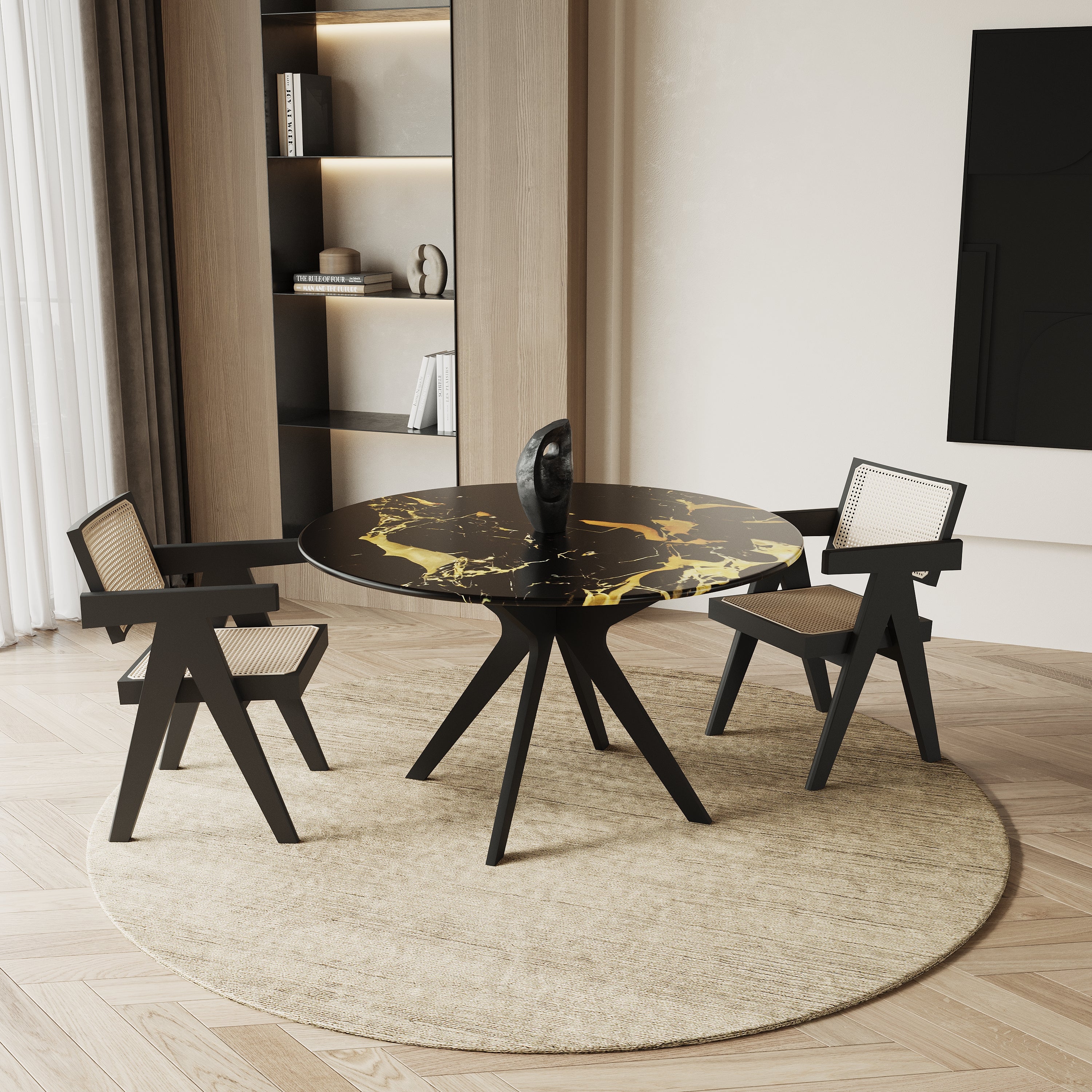 Ronde marmeren eettafel - Roman onderstel