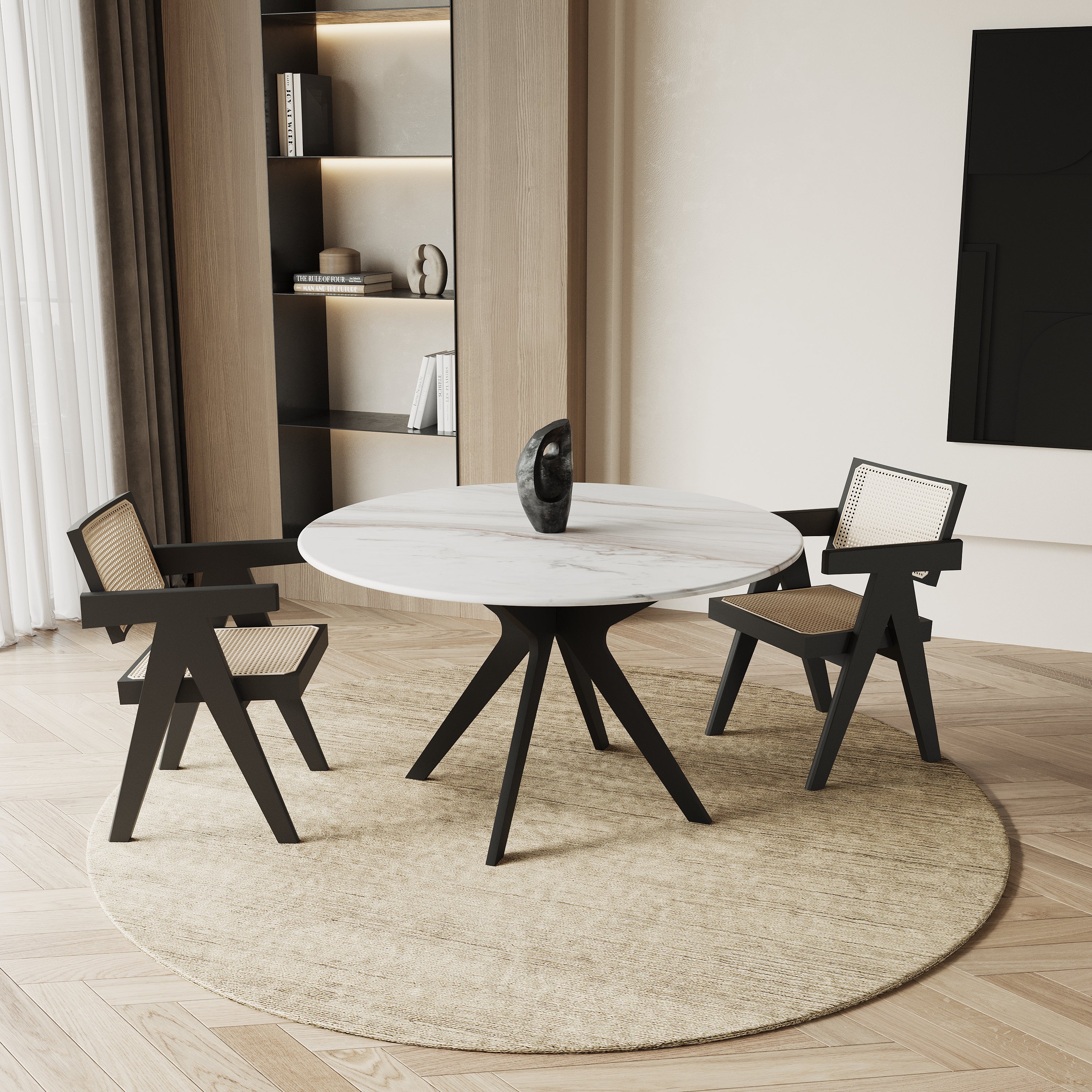 Ronde marmeren eettafel - Roman onderstel